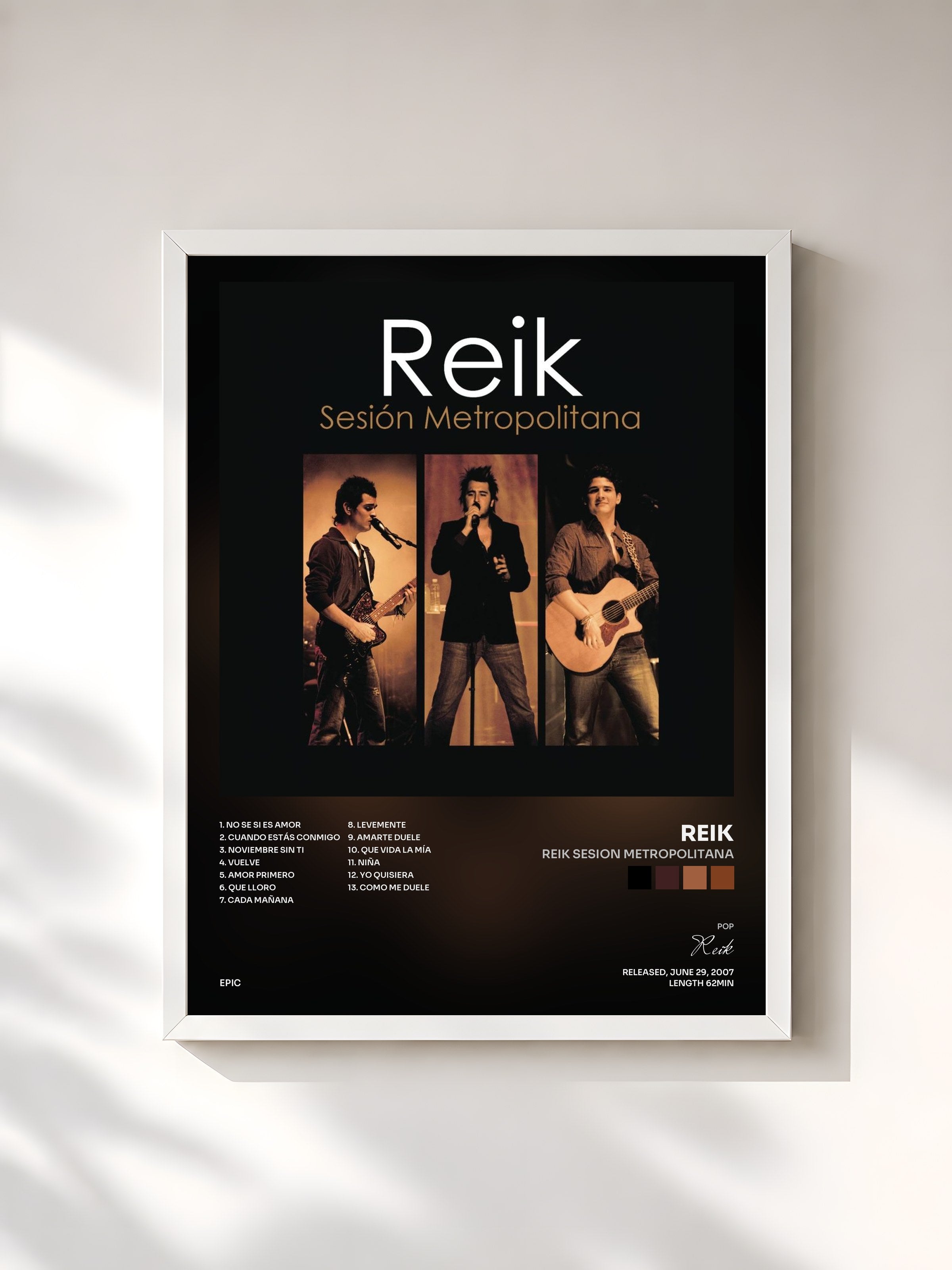 #blanc Tableau de l'album Reik Sesion Metropolitana de Reik, cadre blanc, imprimé et encadré en France