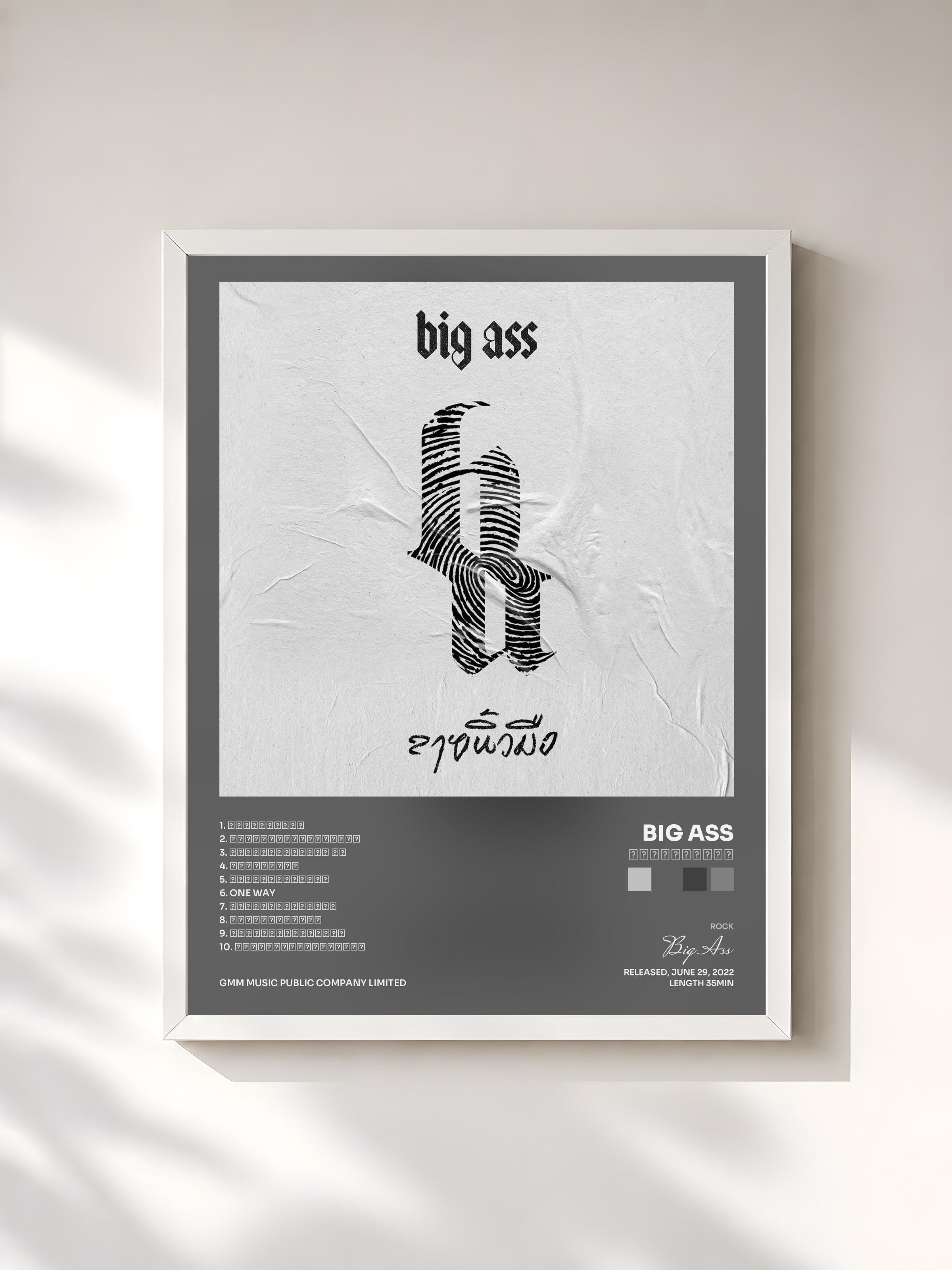 #blanc Tableau de l'album ลายนิ้วมือ de Big Ass, cadre blanc, imprimé et encadré en France