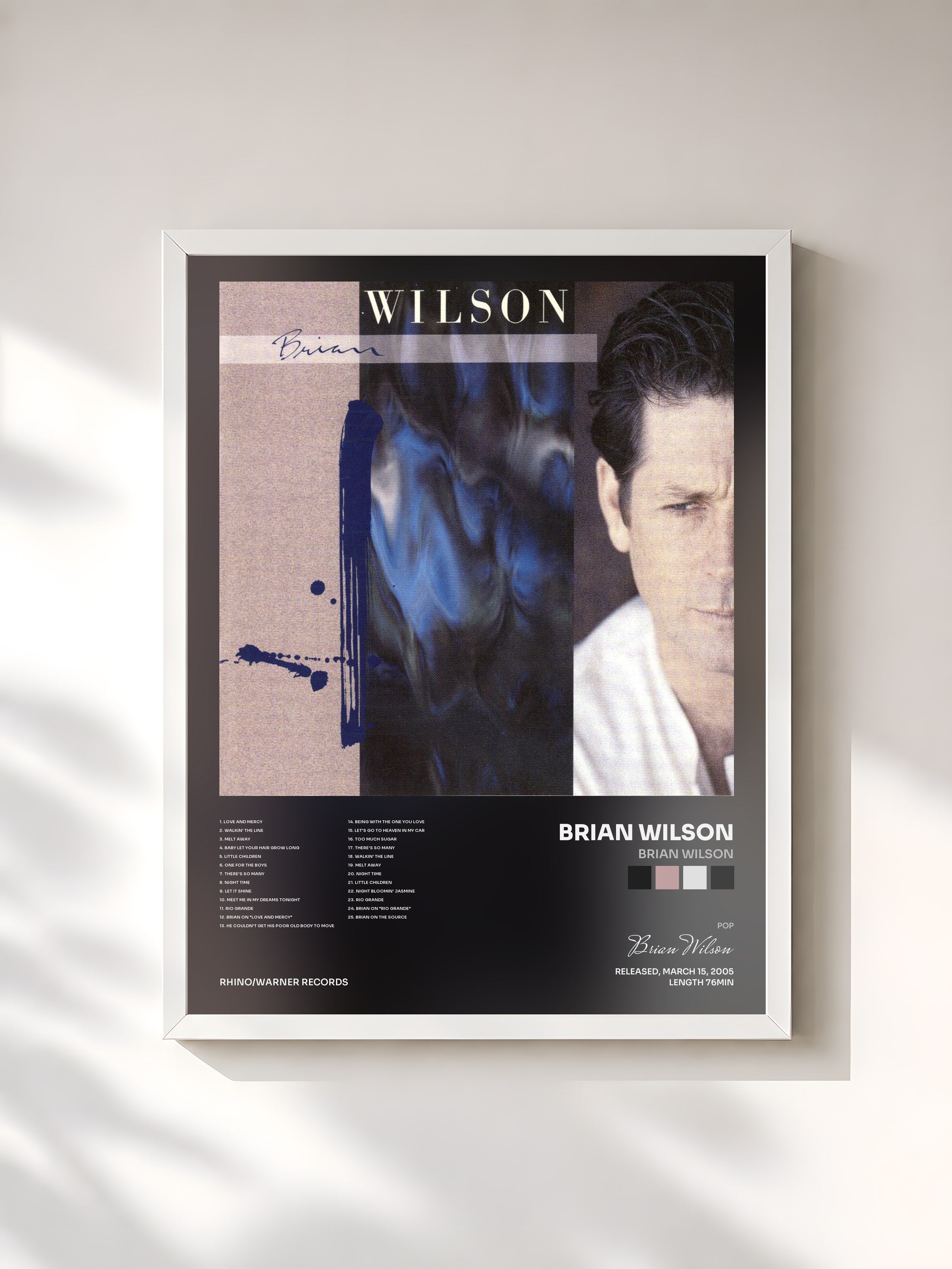 #blanc Tableau de l'album Brian Wilson de Brian Wilson, cadre blanc, imprimé et encadré en France