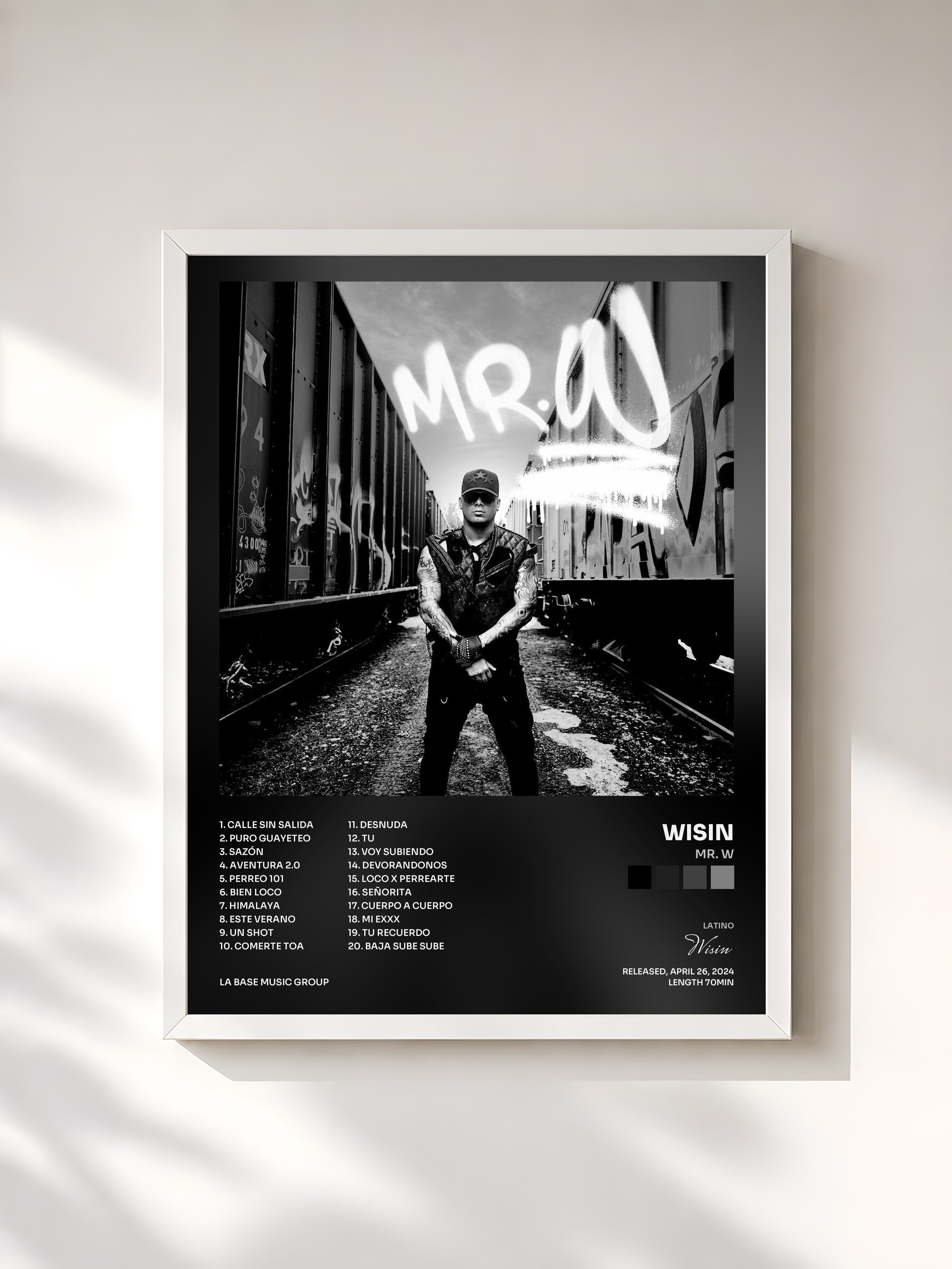 #blanc Tableau de l'album Mr. W de Wisin, cadre blanc, imprimé et encadré en France