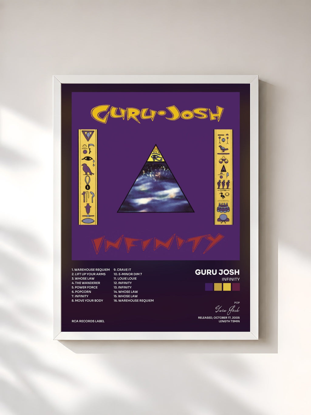 #blanc Tableau de l'album Infinity de Guru Josh, cadre blanc, imprimé et encadré en France