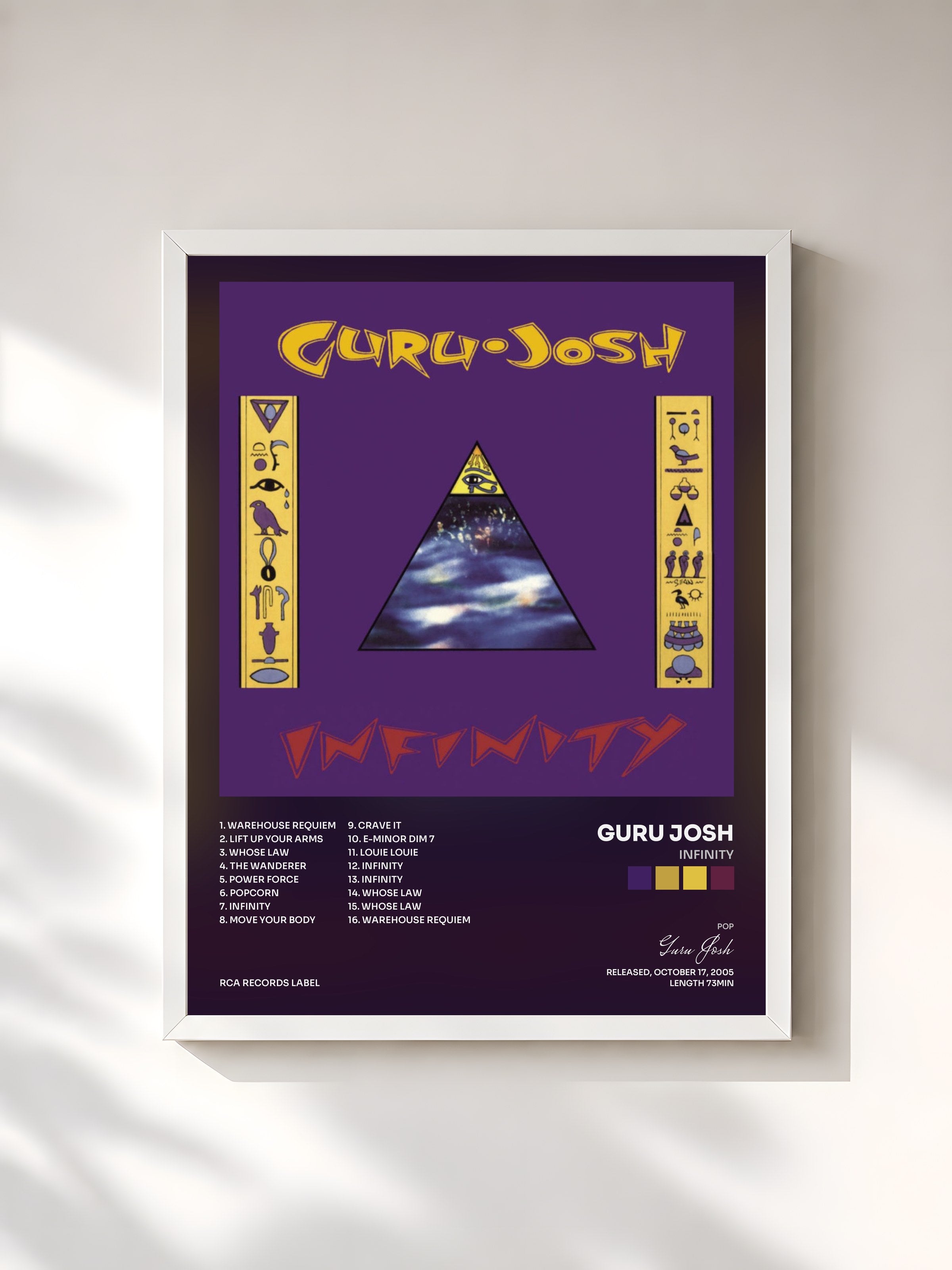 #blanc Tableau de l'album Infinity de Guru Josh, cadre blanc, imprimé et encadré en France
