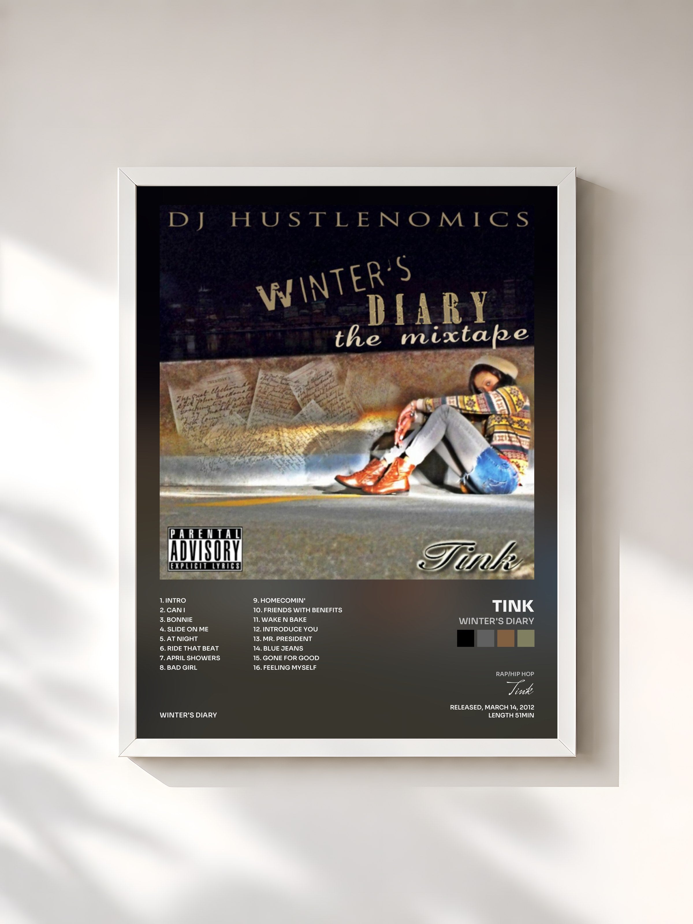 #blanc Tableau de l'album Winter's Diary de Tink, cadre blanc, imprimé et encadré en France