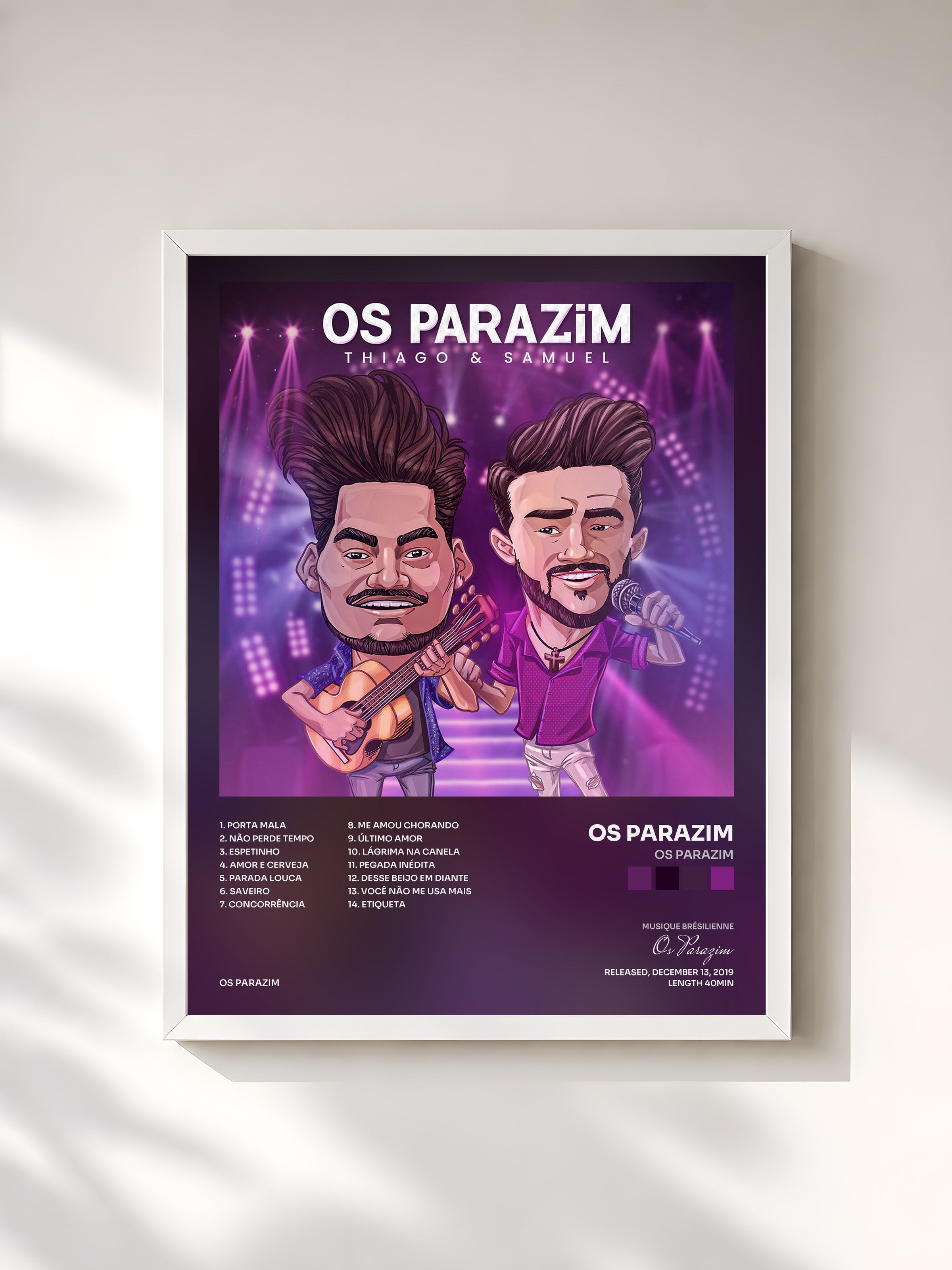 #blanc Tableau de l'album Os Parazim de Os Parazim, cadre blanc, imprimé et encadré en France