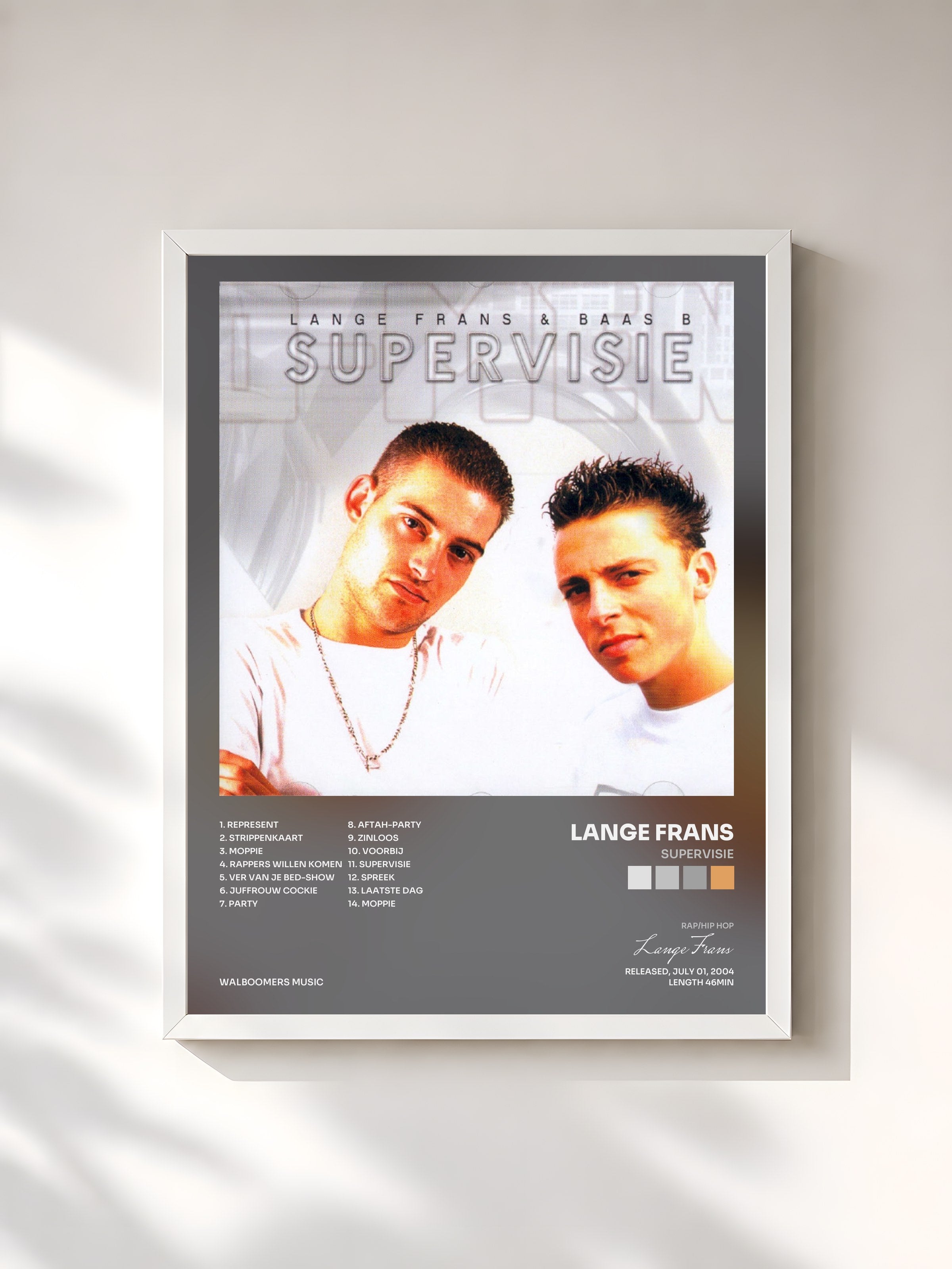 #blanc Tableau de l'album Supervisie de Lange Frans, cadre blanc, imprimé et encadré en France