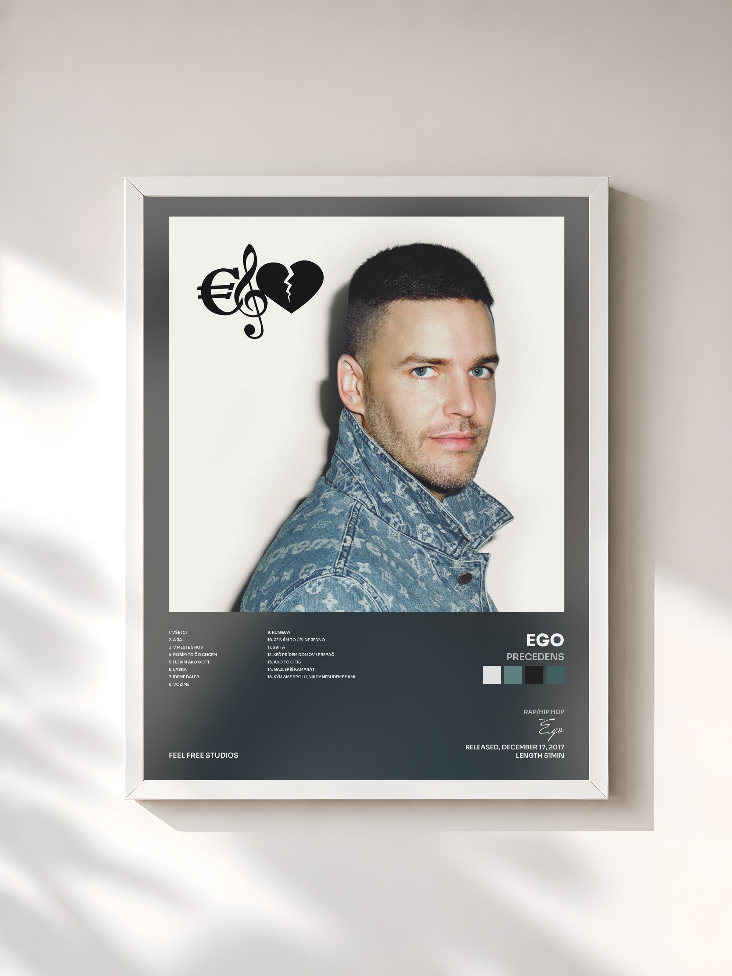 #blanc Tableau de l'album Precedens de Ego, cadre blanc, imprimé et encadré en France
