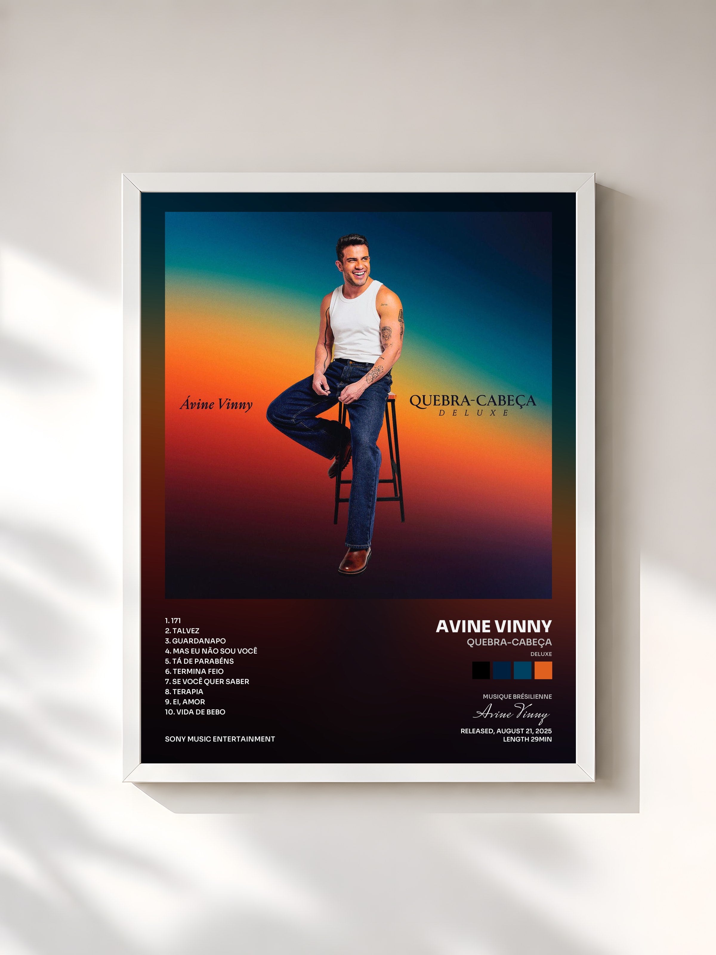 #blanc Tableau de l'album Quebra-Cabeça (Deluxe) de Avine Vinny, cadre blanc, imprimé et encadré en France