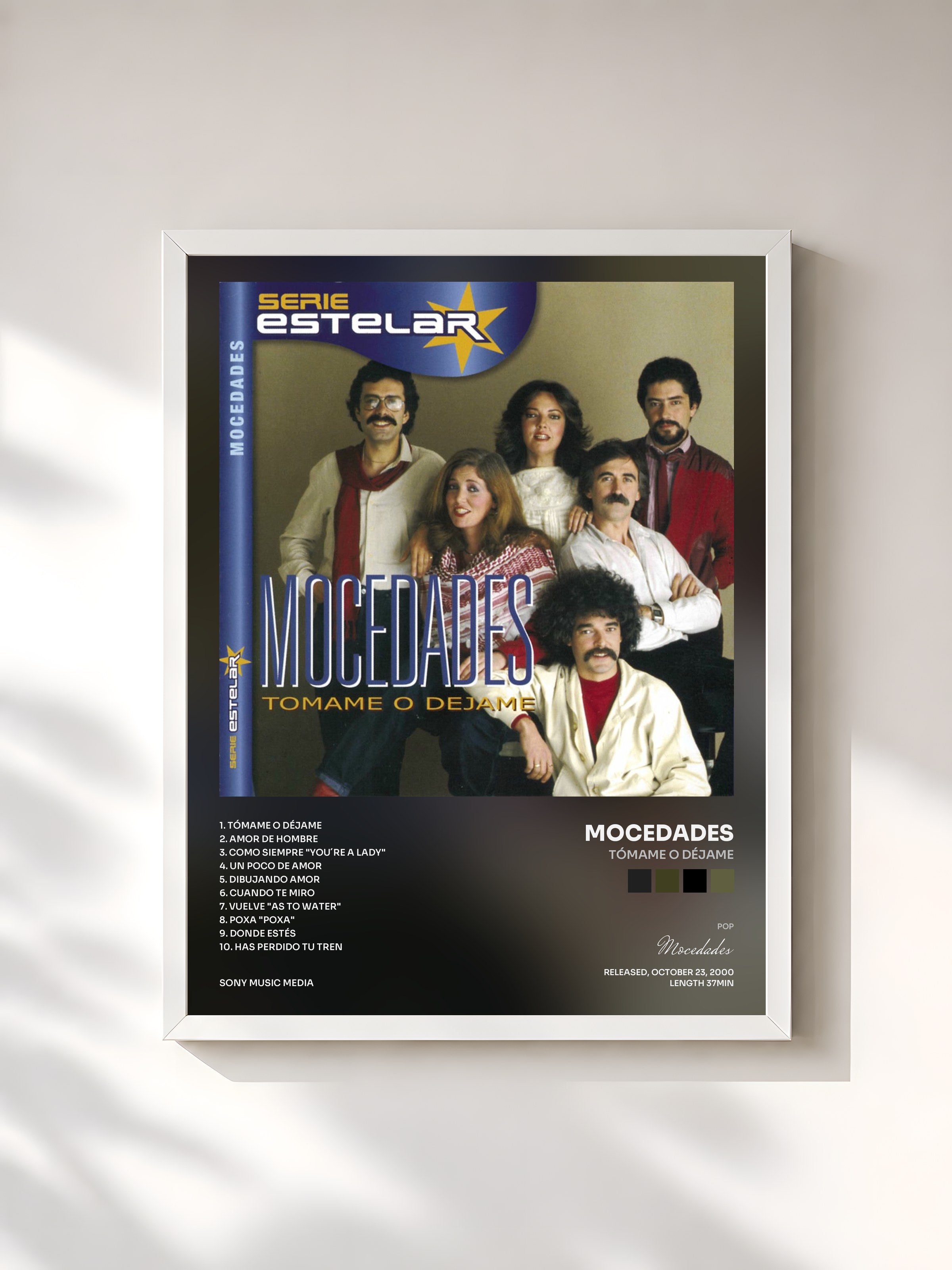 #blanc Tableau de l'album Tómame O Déjame de Mocedades, cadre blanc, imprimé et encadré en France