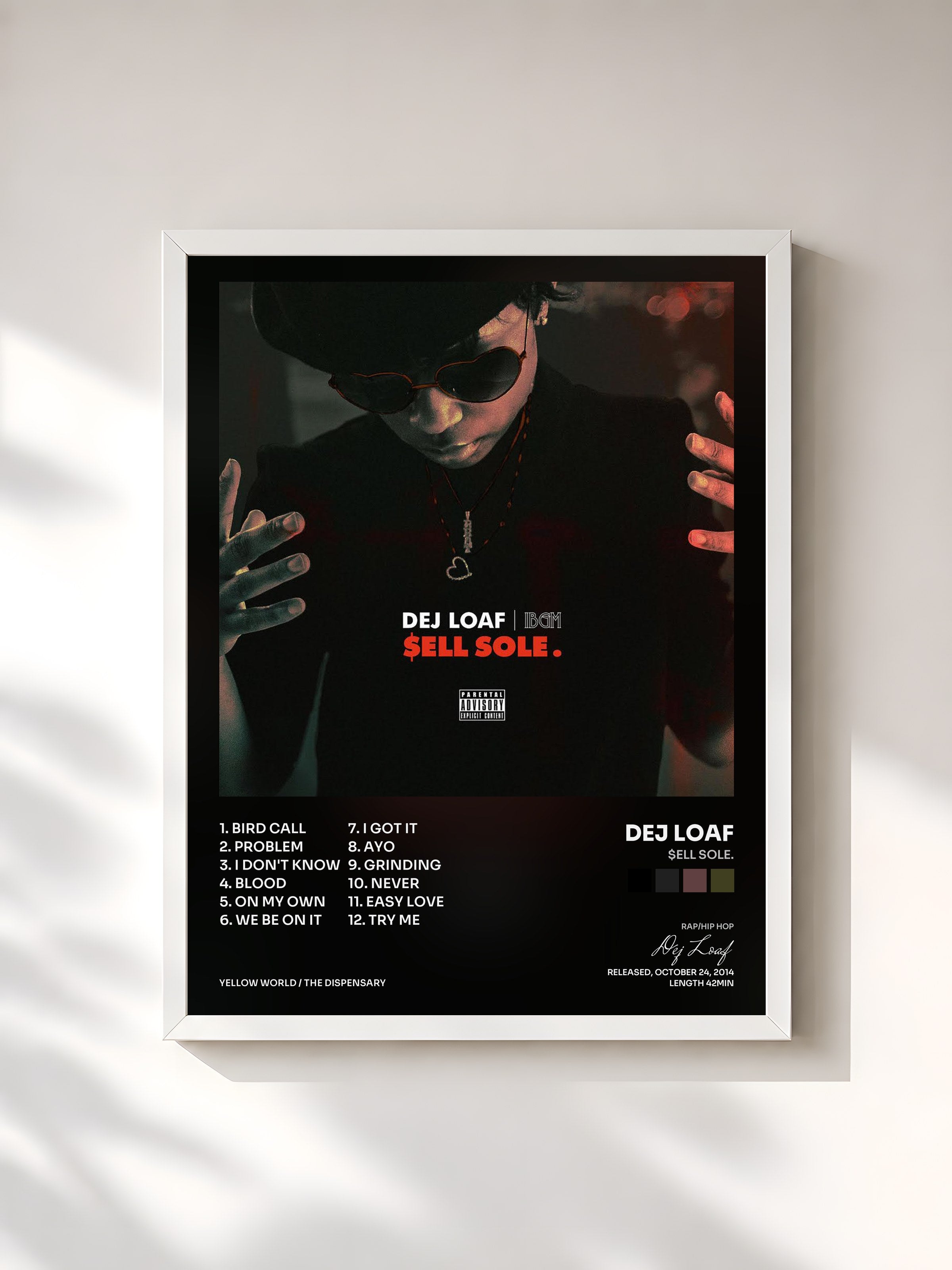 #blanc Tableau de l'album $ell Sole. de Dej Loaf, cadre blanc, imprimé et encadré en France