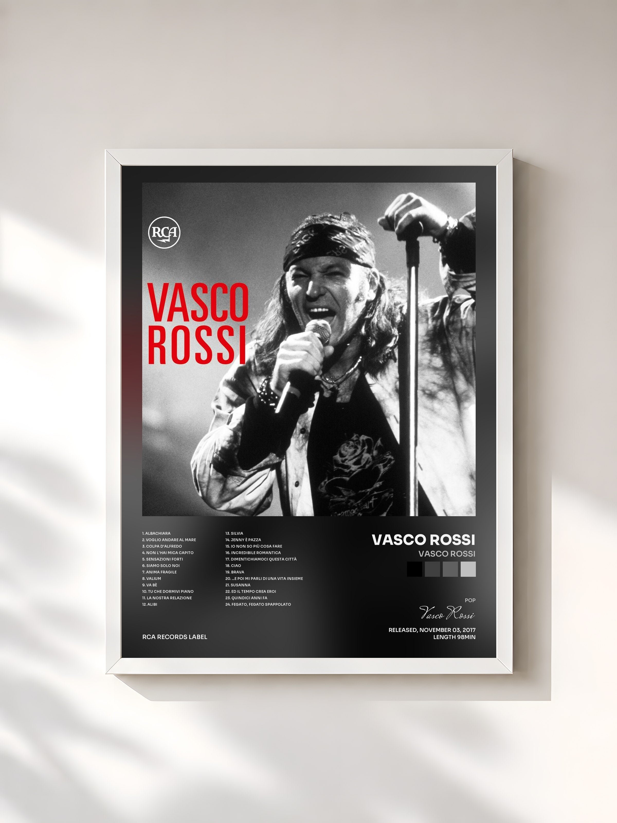 #blanc Tableau de l'album Vasco Rossi de Vasco Rossi, cadre blanc, imprimé et encadré en France