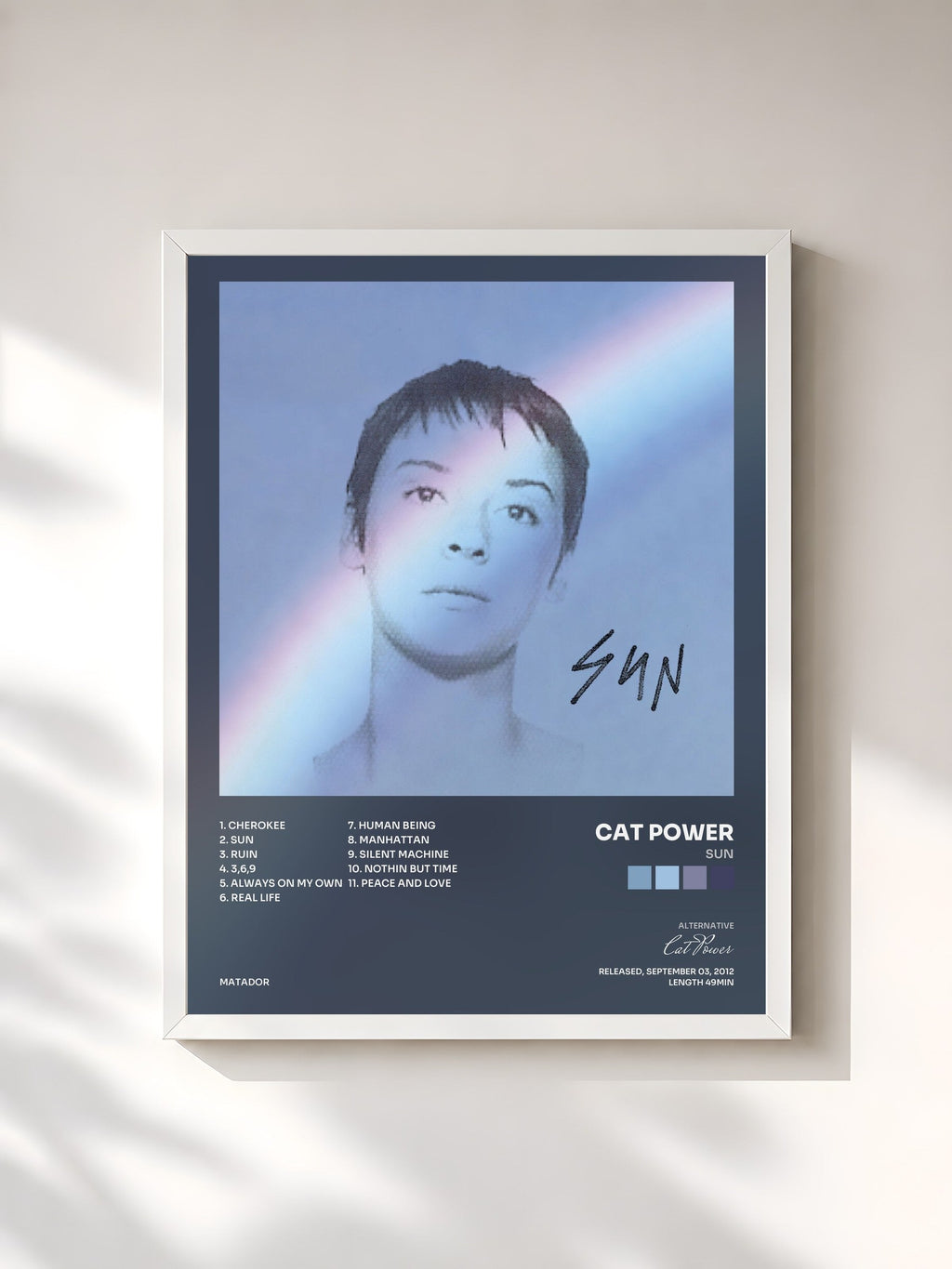#blanc Sun von Cat Power als gerahmter Kunstdruck, weißer Rahmen, gedruckt und gerahmt in Frankreich