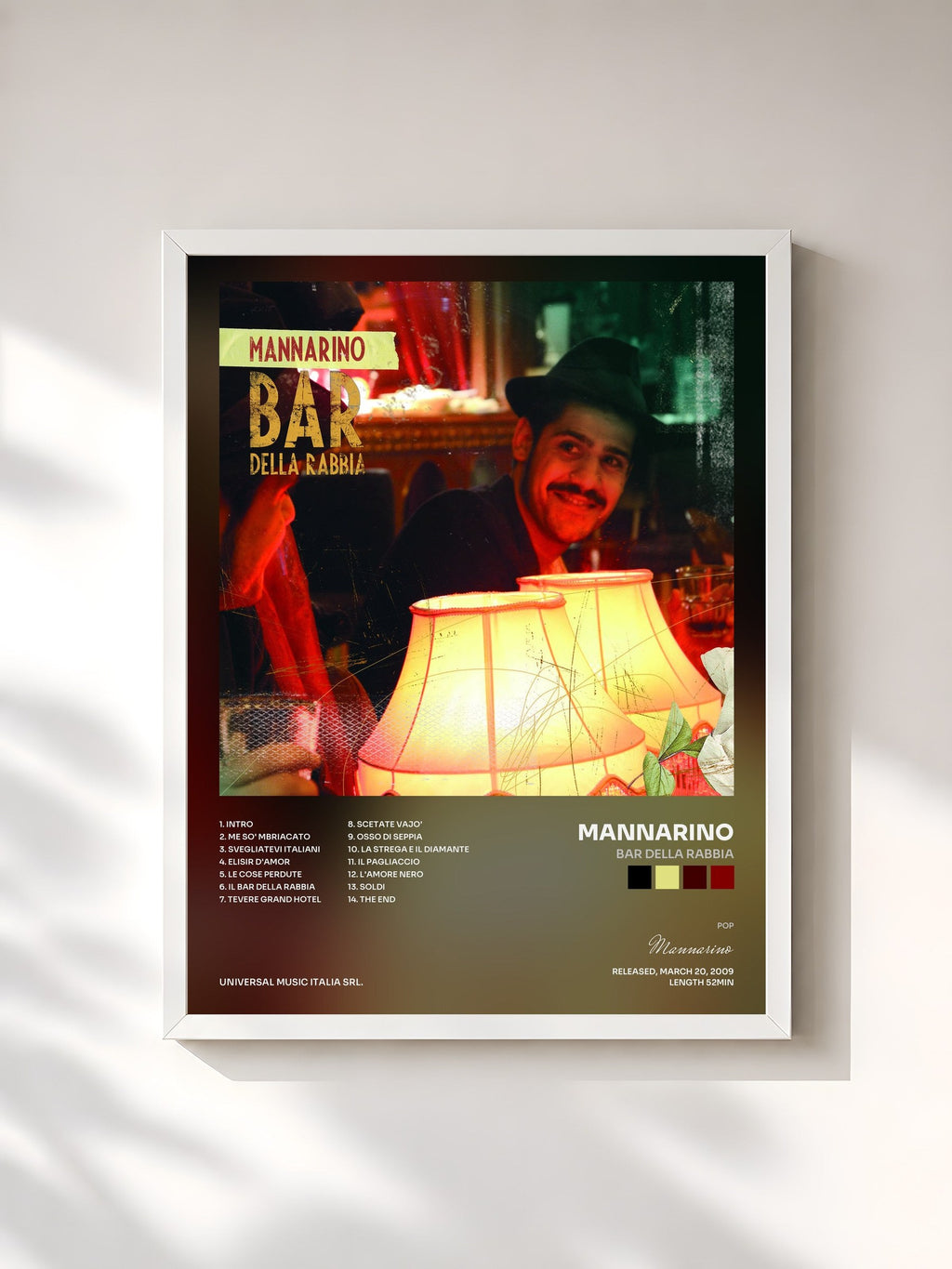 #blanc Bar Della Rabbia by Mannarino as a framed art print, white frame, printed and framed in France