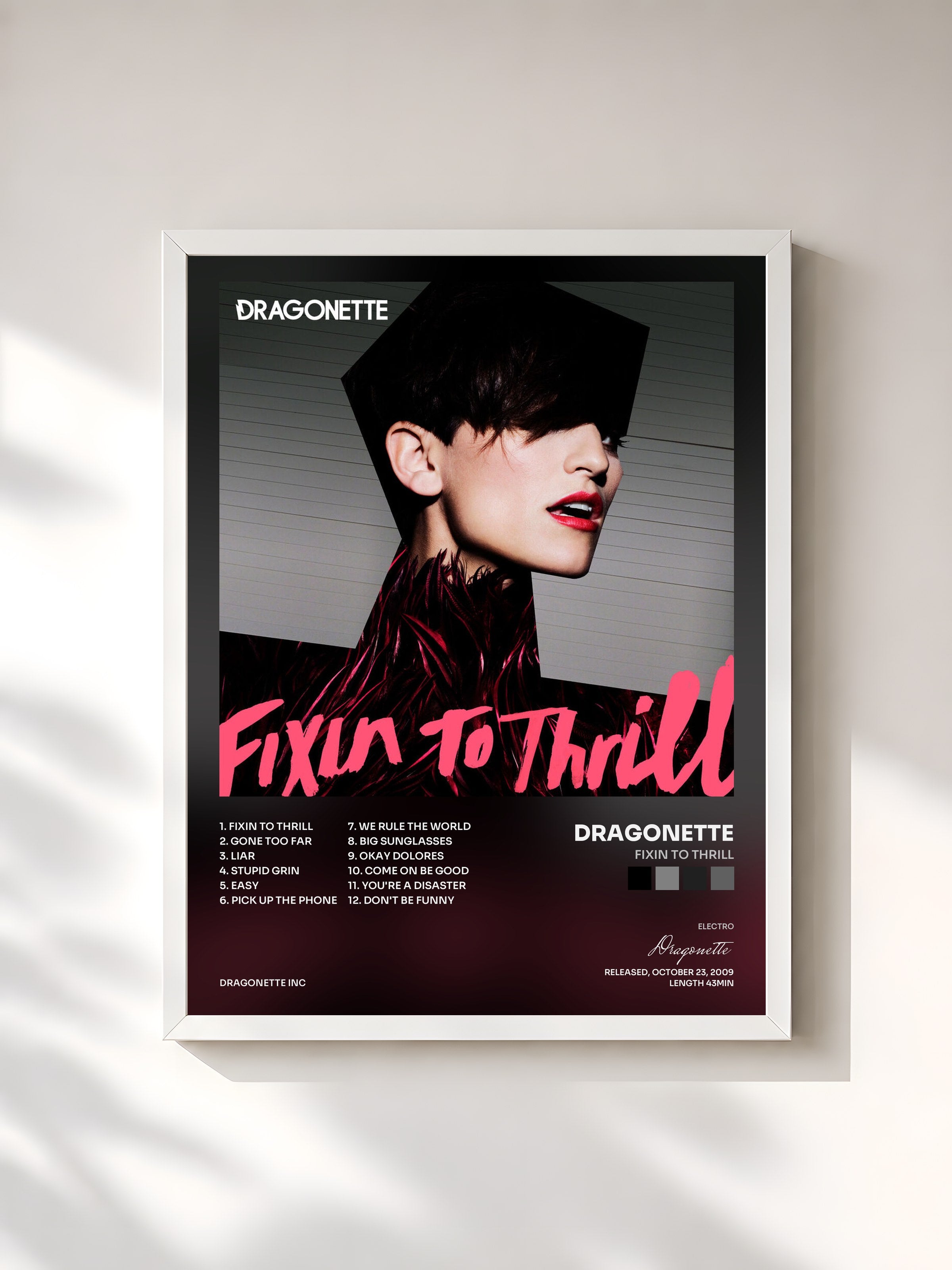 #blanc Tableau de l'album Fixin to Thrill de Dragonette, cadre blanc, imprimé et encadré en France