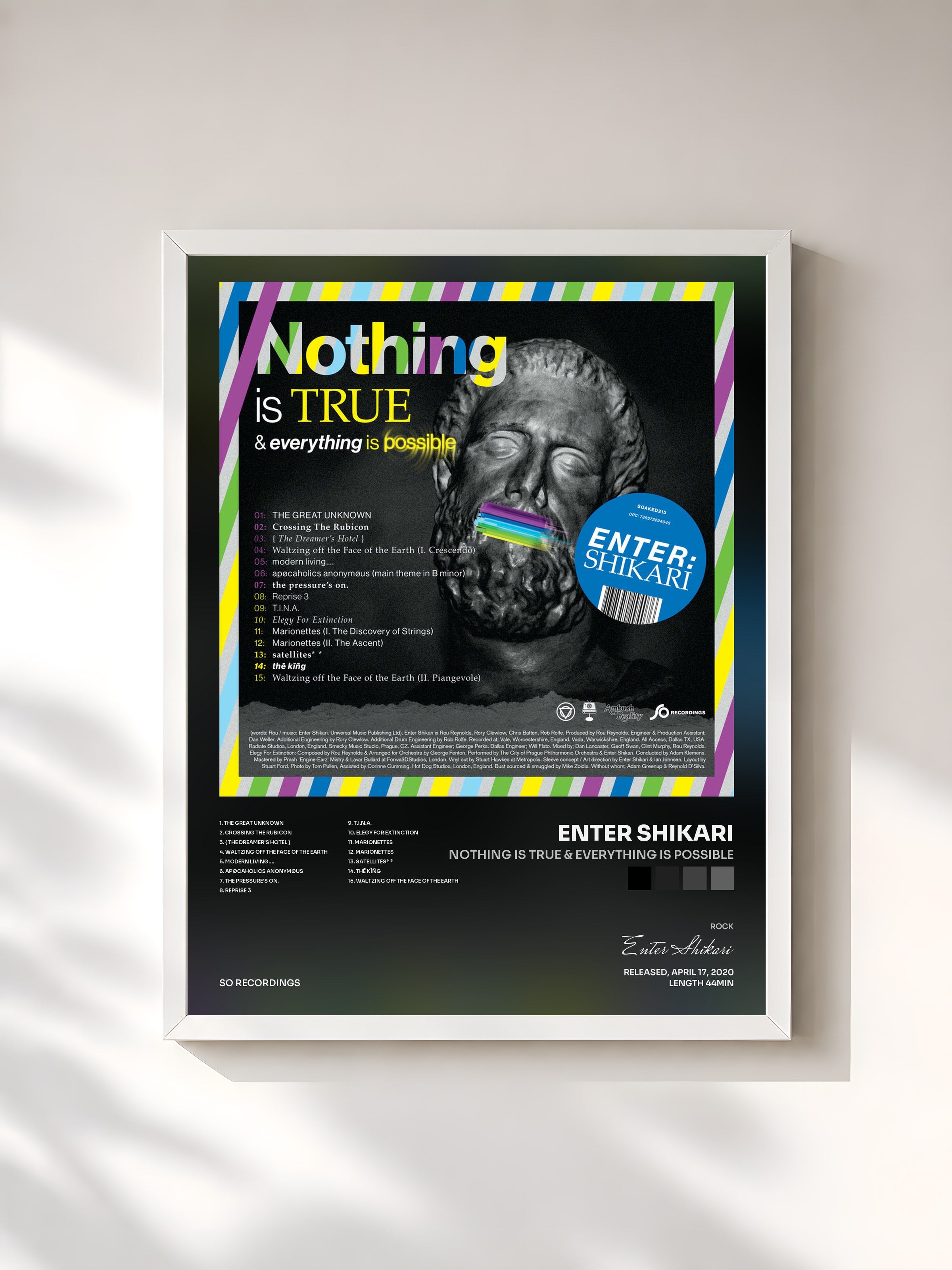 #blanc Tableau de l'album Nothing is True & Everything is Possible de Enter Shikari, cadre blanc, imprimé et encadré en France