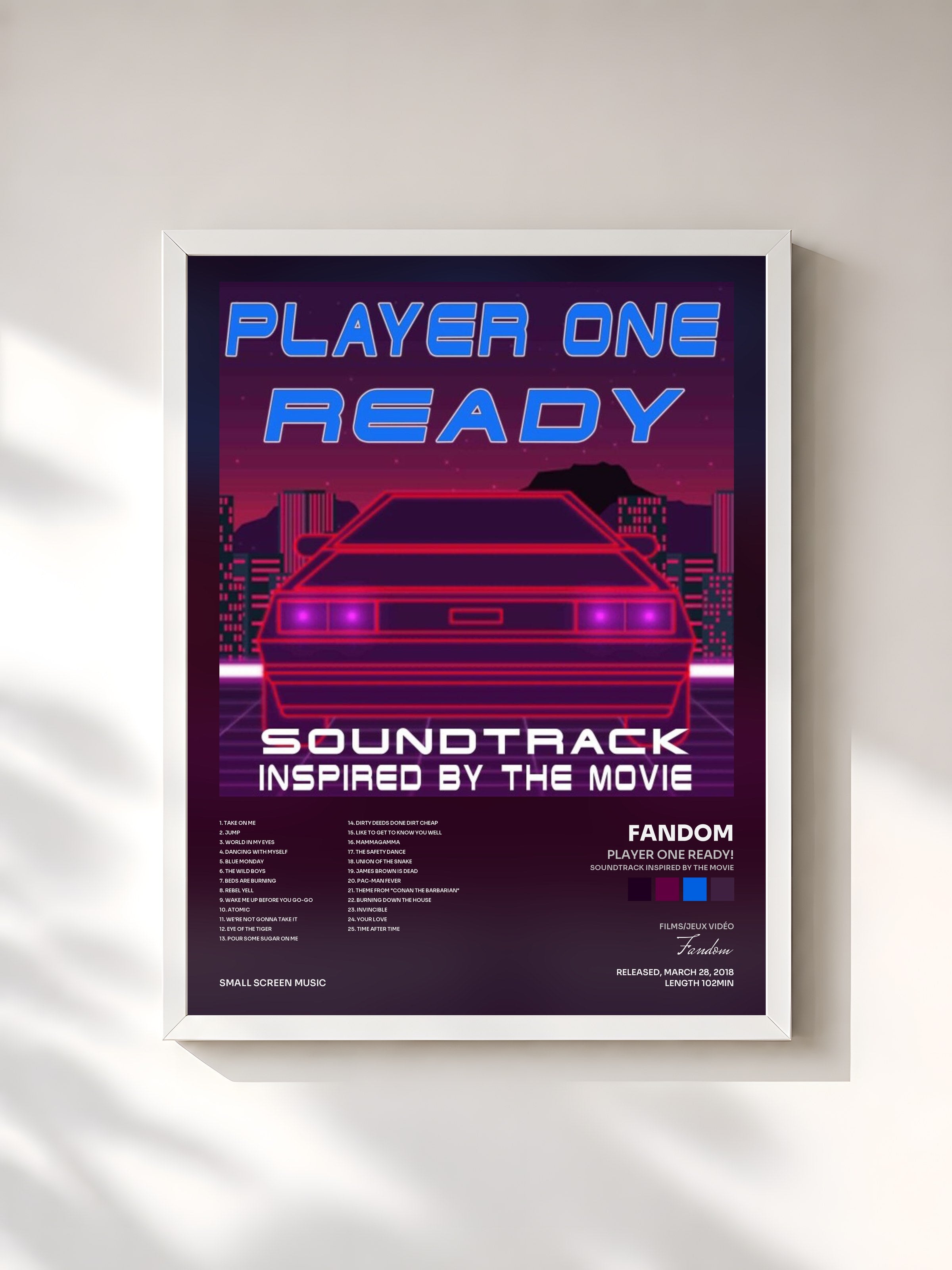 #blanc Tableau de l'album Player One Ready! (Soundtrack Inspired by the Movie) de Fandom, cadre blanc, imprimé et encadré en France