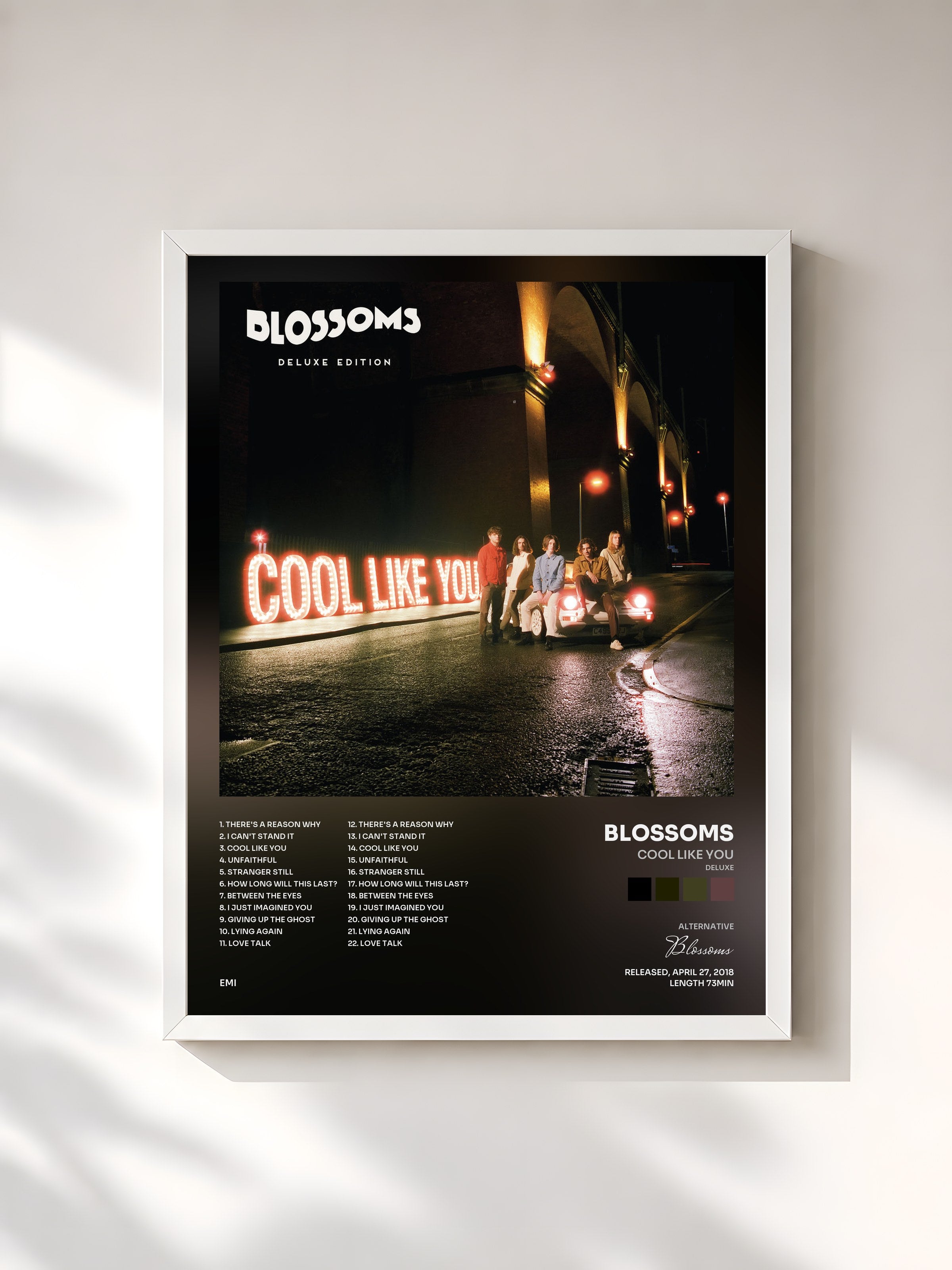 #blanc Tableau de l'album Cool Like You (Deluxe) de Blossoms, cadre blanc, imprimé et encadré en France