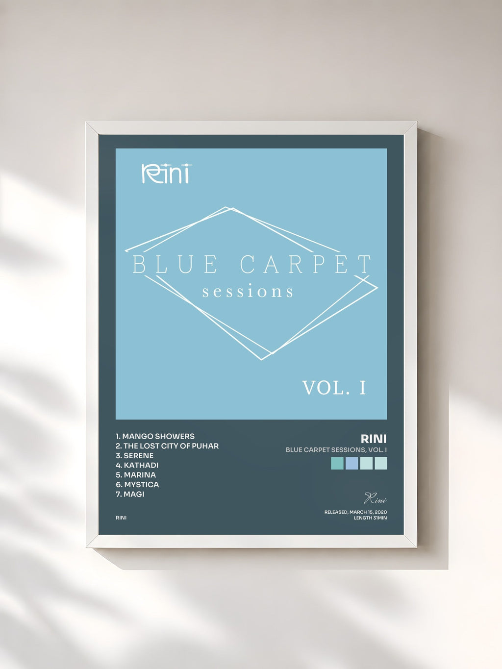 #blanc Blue Carpet Sessions, Vol. I von Rini als gerahmter Kunstdruck, weißer Rahmen, gedruckt und gerahmt in Frankreich