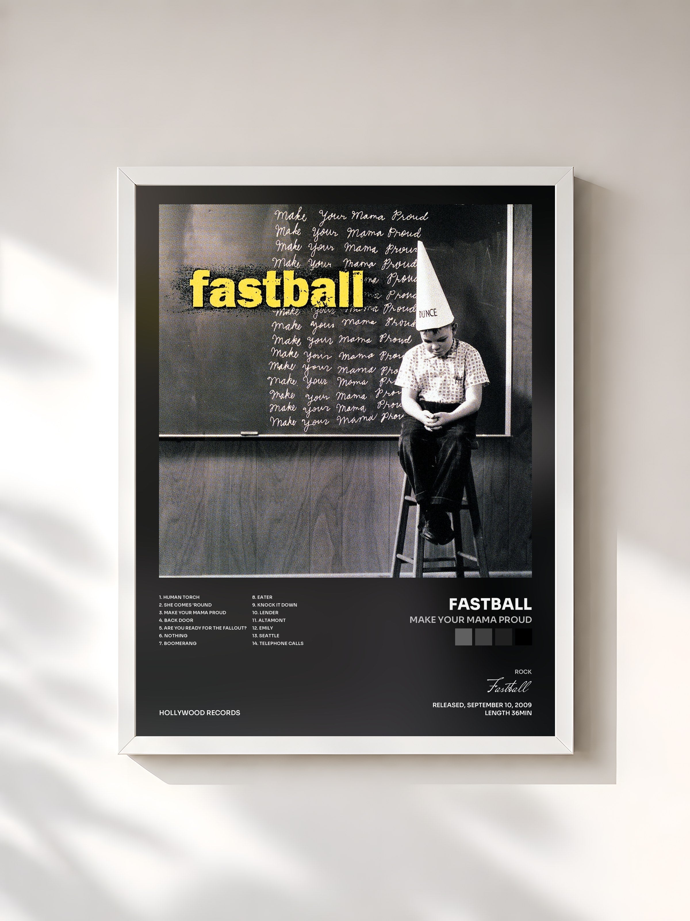 #blanc Tableau de l'album Make Your Mama Proud de Fastball, cadre blanc, imprimé et encadré en France