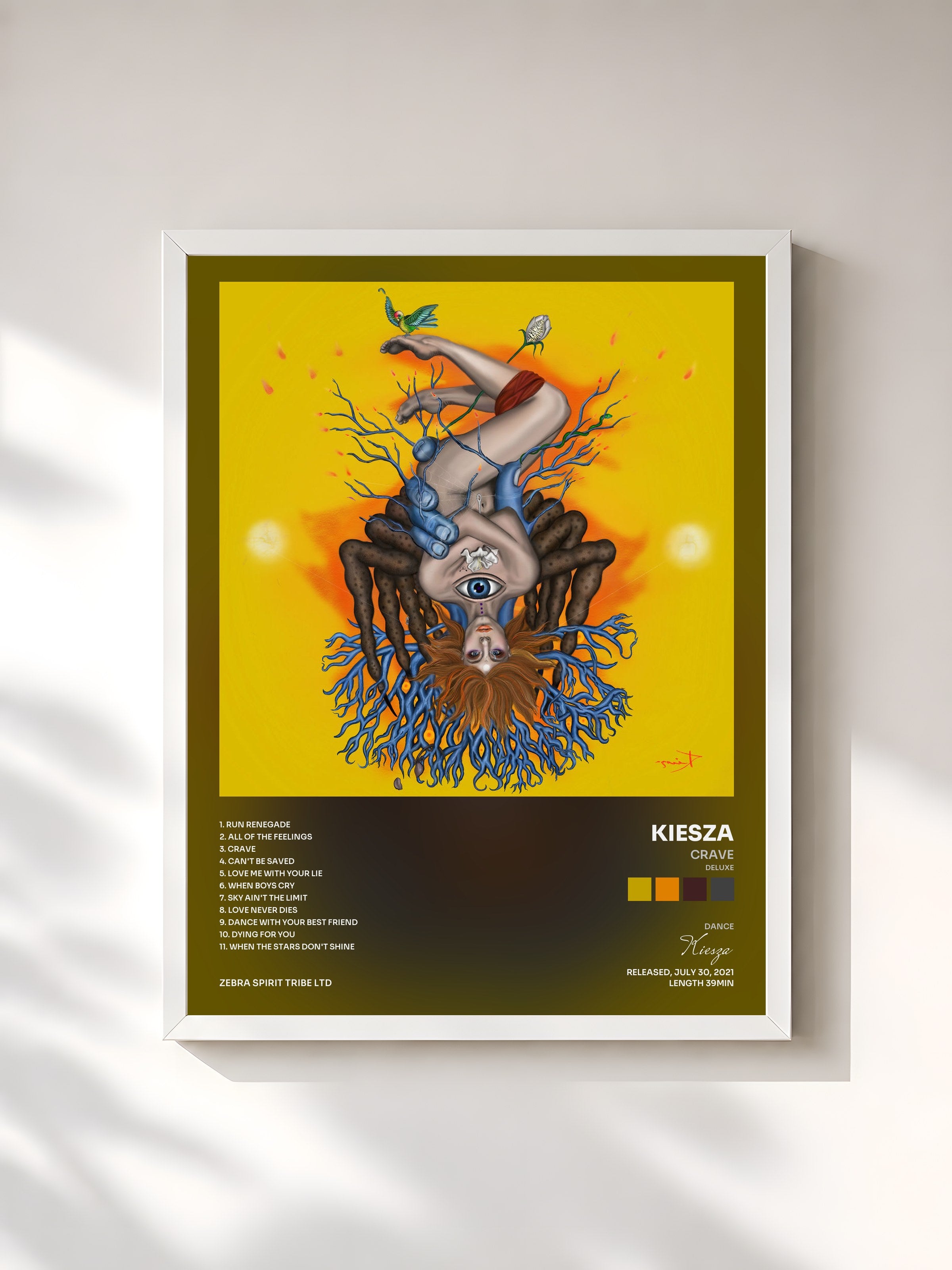 #blanc Tableau de l'album Crave (Deluxe) de Kiesza, cadre blanc, imprimé et encadré en France
