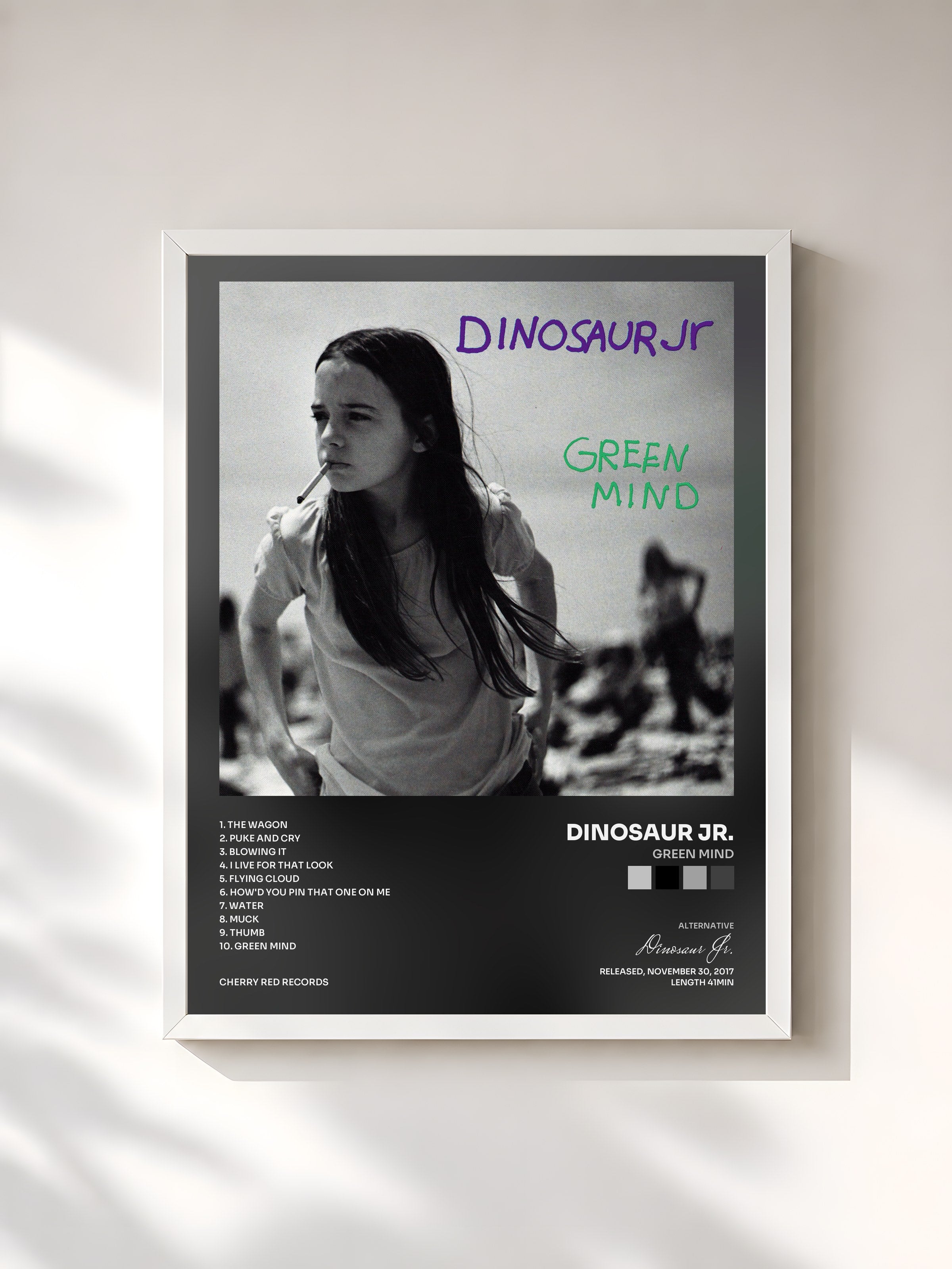 #blanc Tableau de l'album Green Mind de Dinosaur Jr., cadre blanc, imprimé et encadré en France