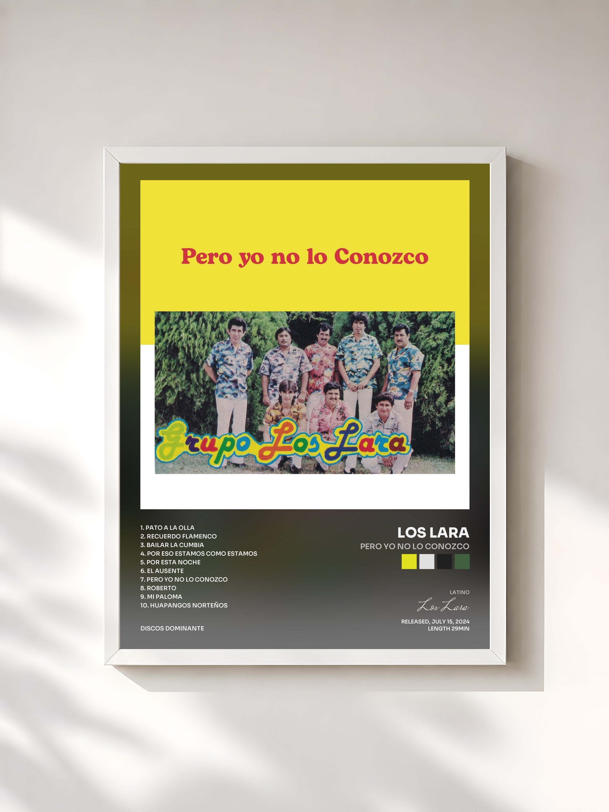 #blanc Tableau de l'album Pero Yo No Lo Conozco de Los Lara, cadre blanc, imprimé et encadré en France