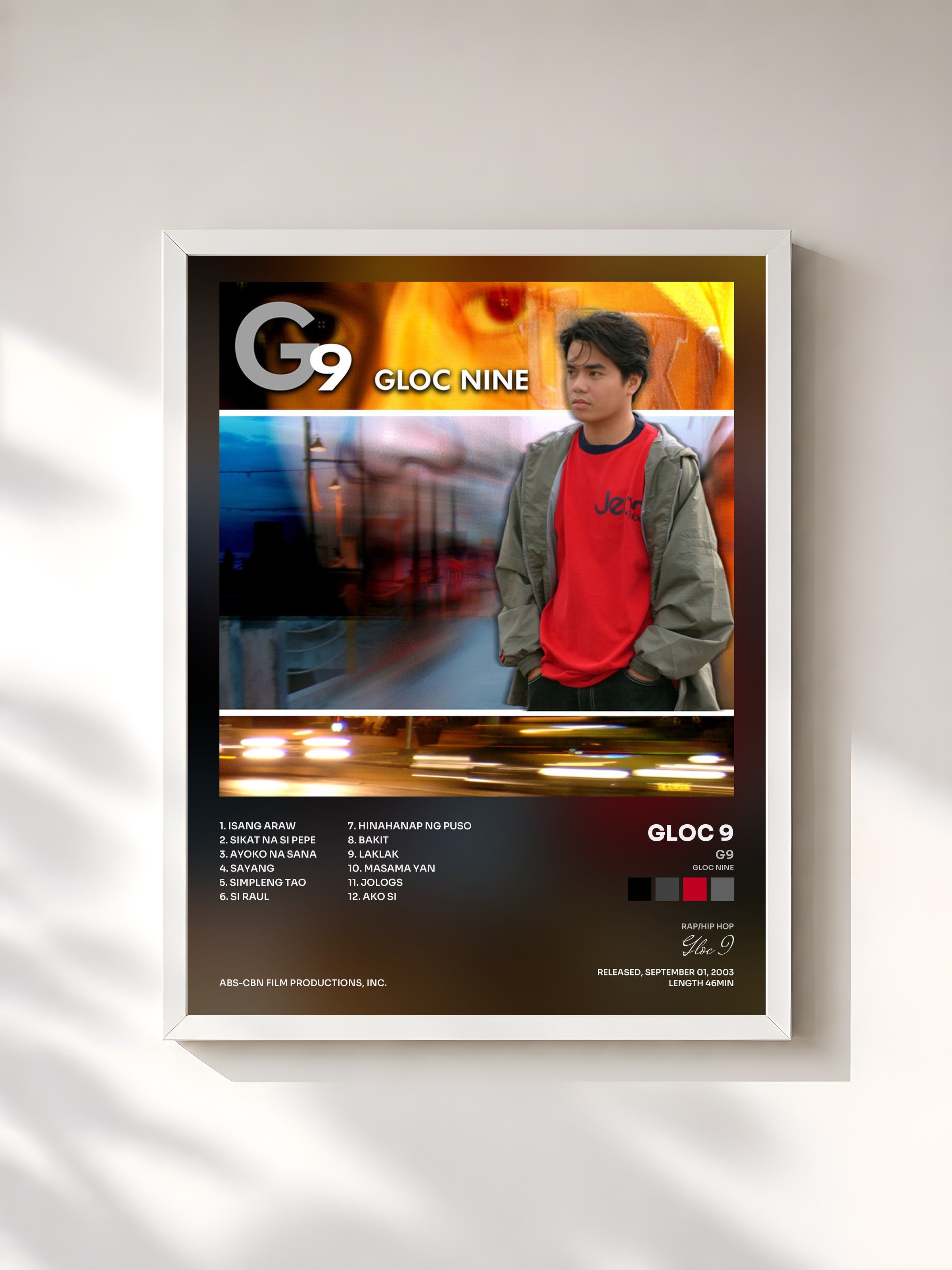 #blanc Tableau de l'album G9 (Gloc Nine) de Gloc 9, cadre blanc, imprimé et encadré en France