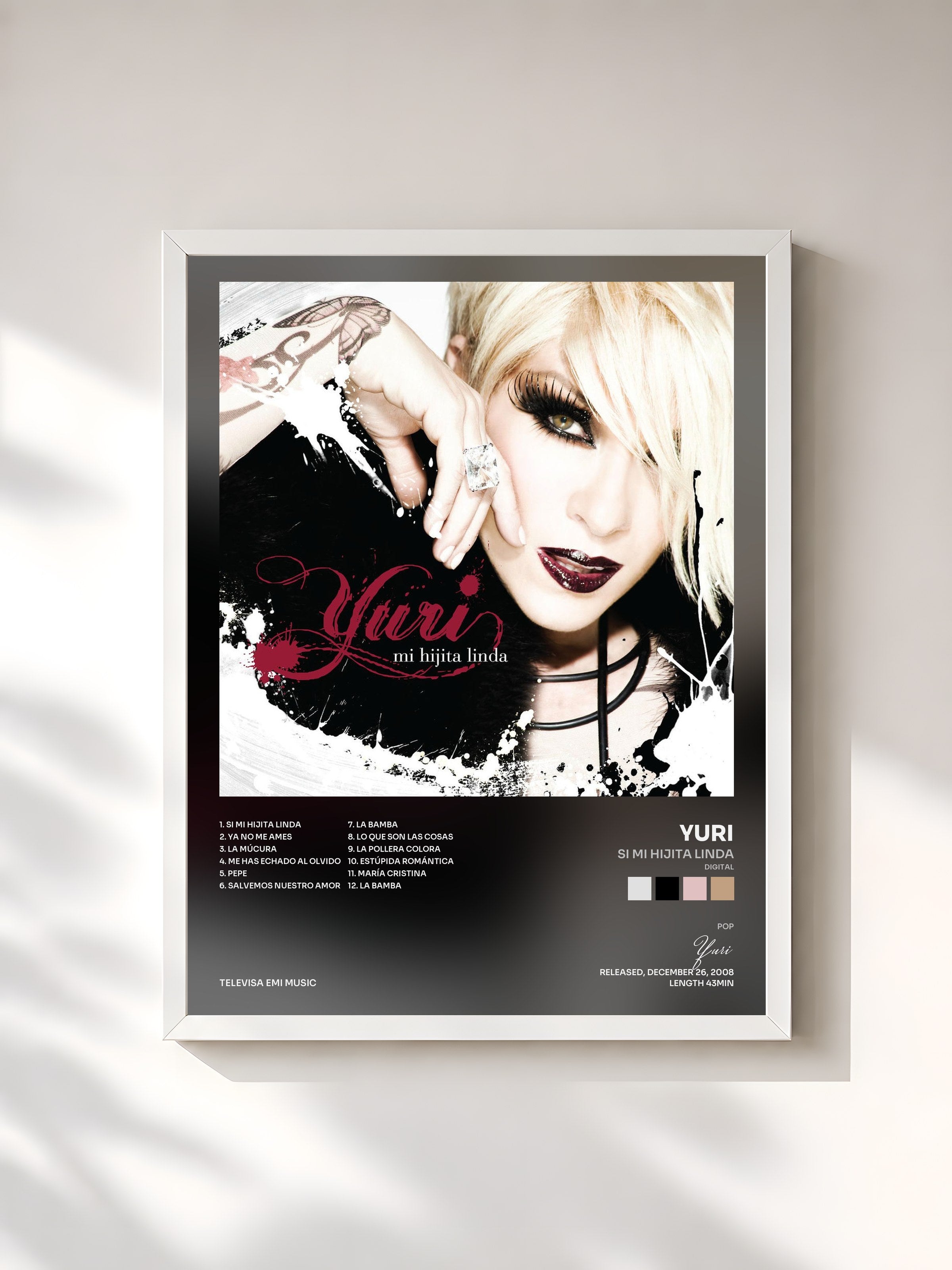 #blanc Tableau de l'album Si Mi Hijita Linda (Digital) de Yuri, cadre blanc, imprimé et encadré en France