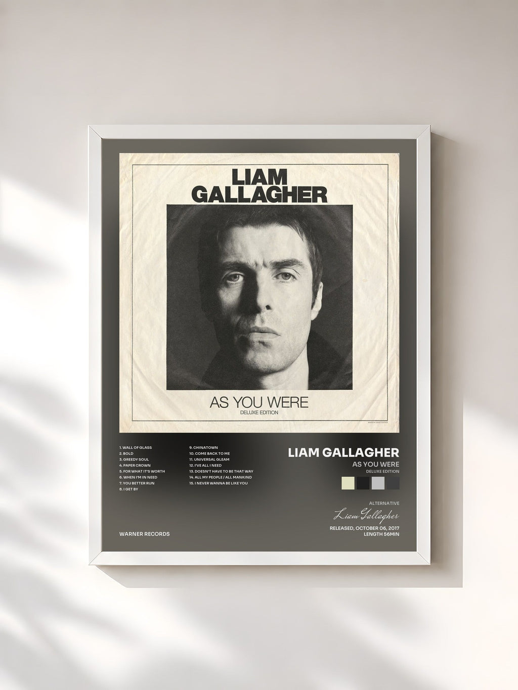 #blanc As You Were (Deluxe Edition) de Liam Gallagher en lámina enmarcada, marco blanco, impresa y enmarcada en Francia