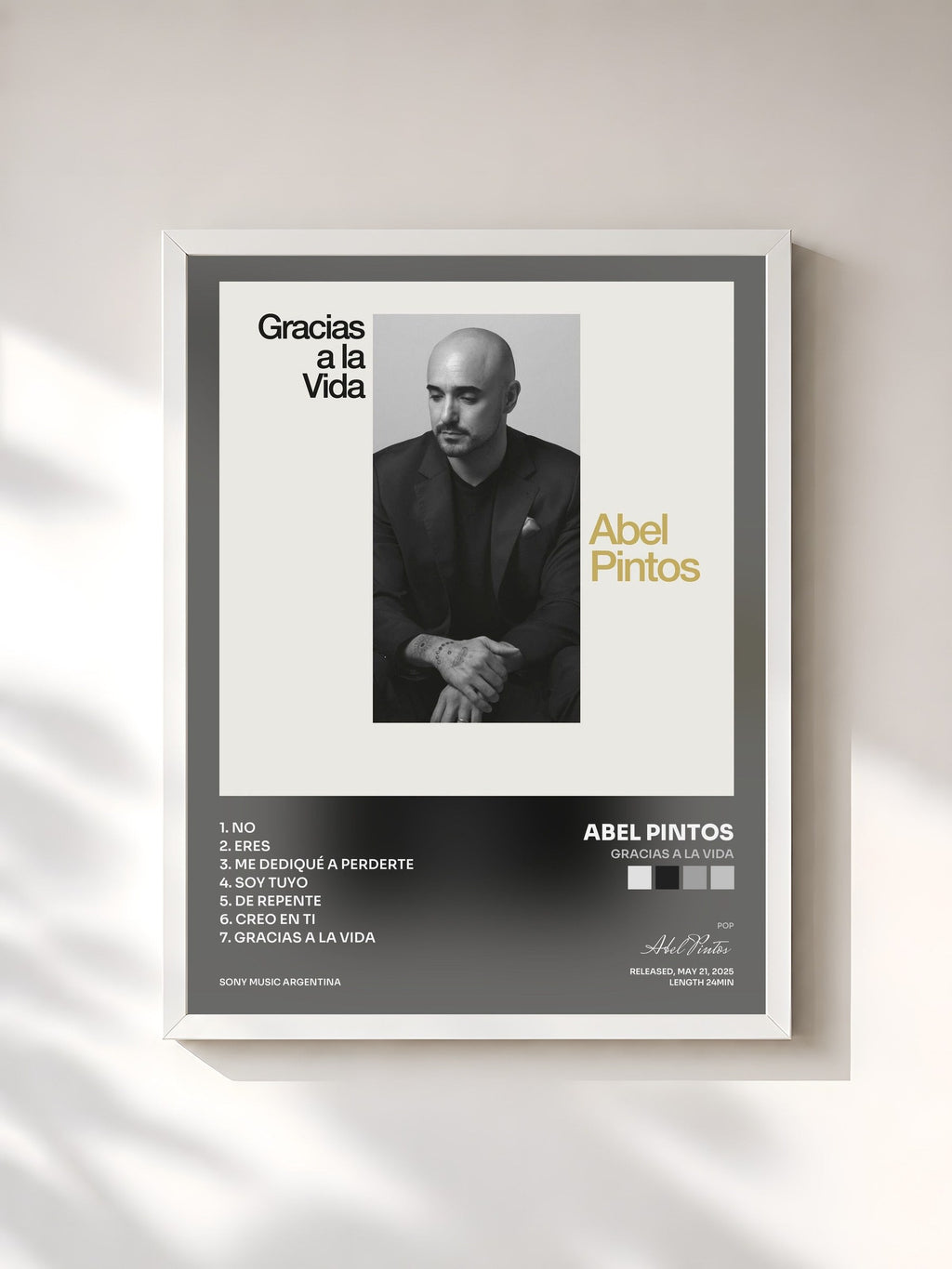 #blanc Gracias a la Vida by Abel Pintos as a framed art print, white frame, printed and framed in France