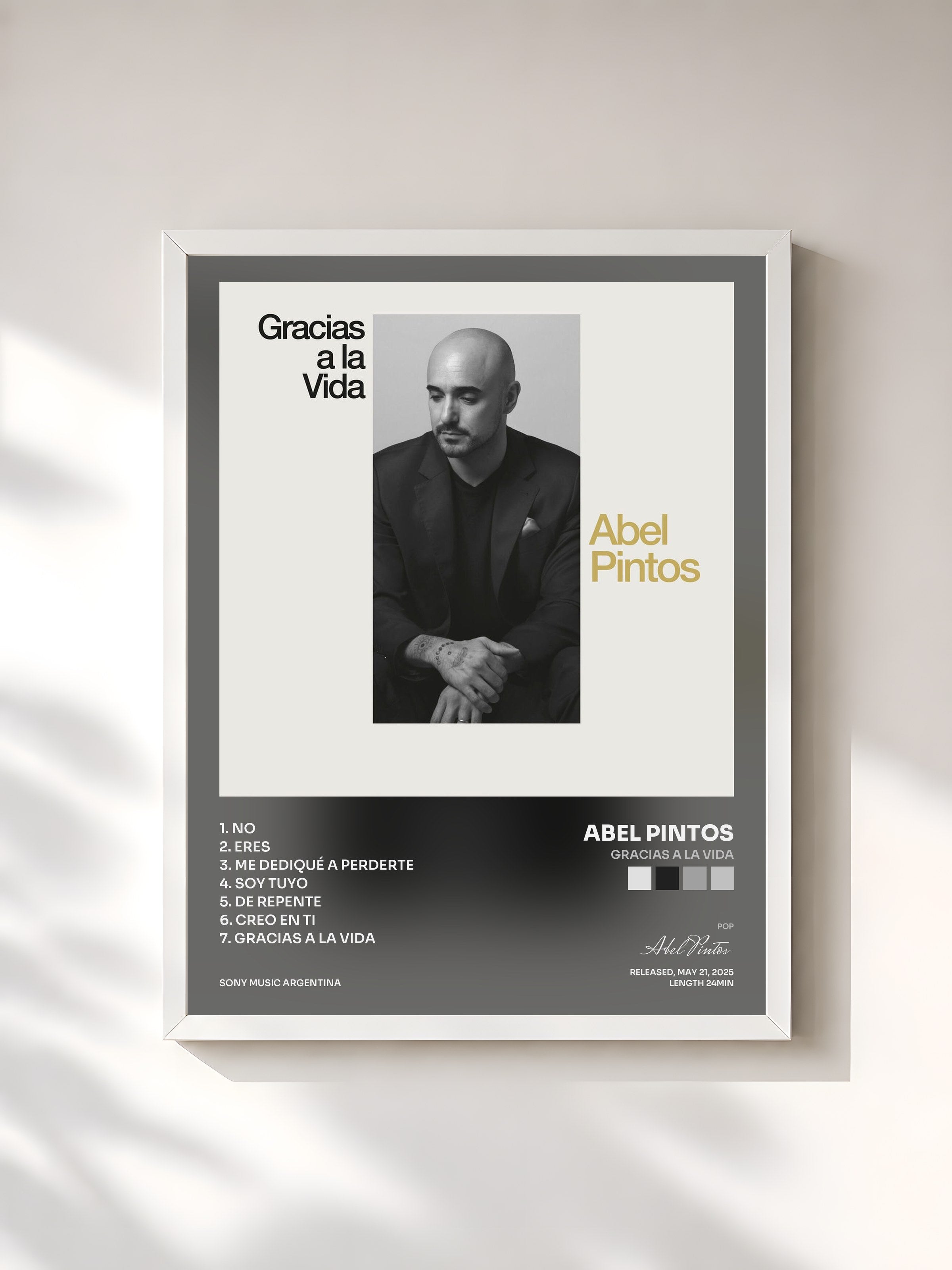 #blanc Tableau de l'album Gracias a la Vida de Abel Pintos, cadre blanc, imprimé et encadré en France