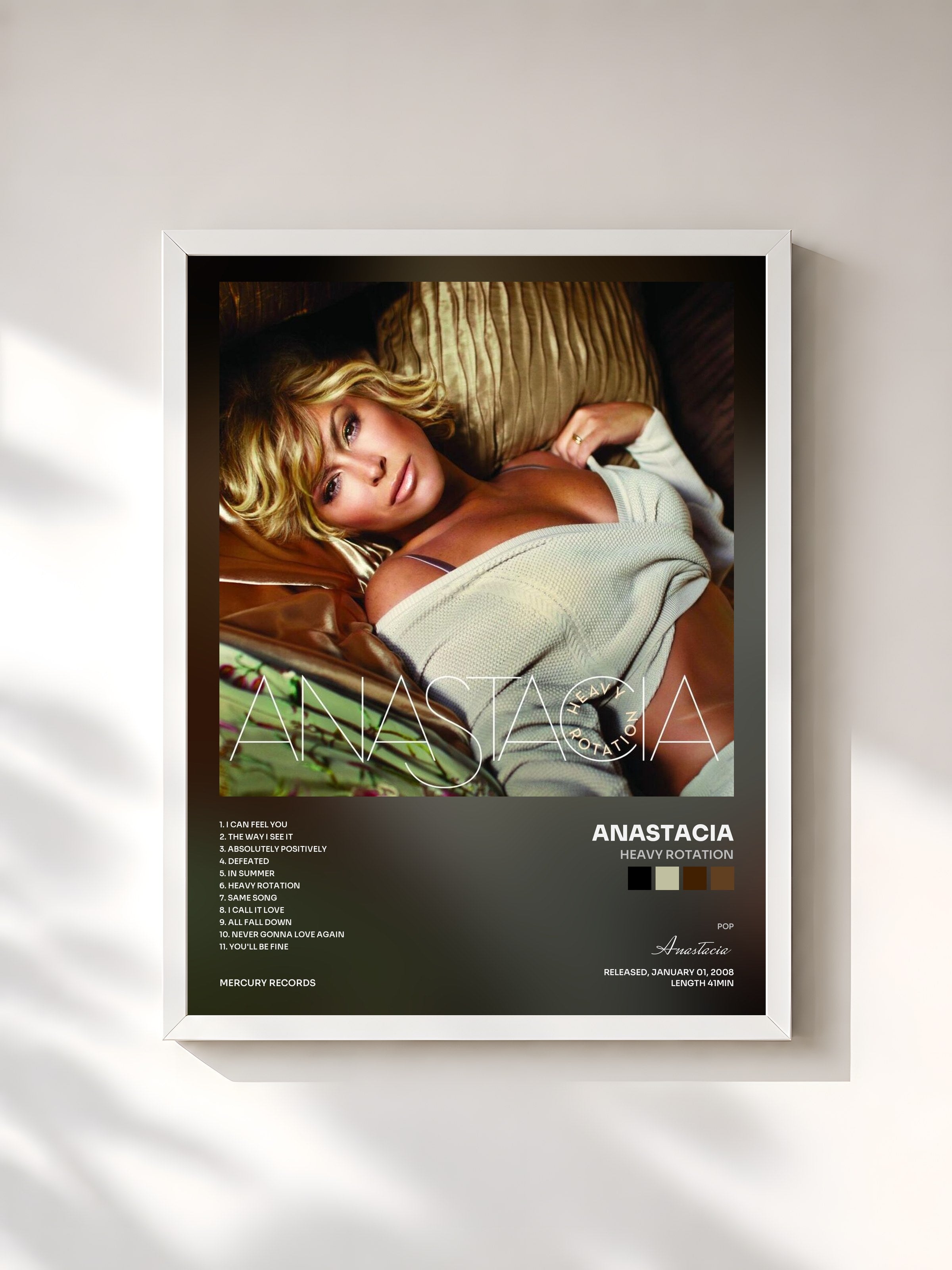 #blanc Tableau de l'album Heavy Rotation de Anastacia, cadre blanc, imprimé et encadré en France
