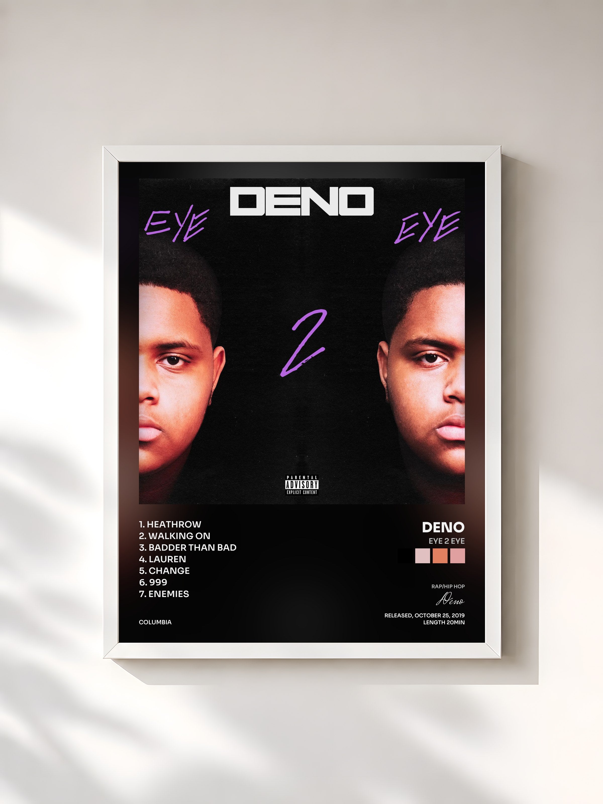 #blanc Tableau de l'album Eye 2 Eye de Deno, cadre blanc, imprimé et encadré en France