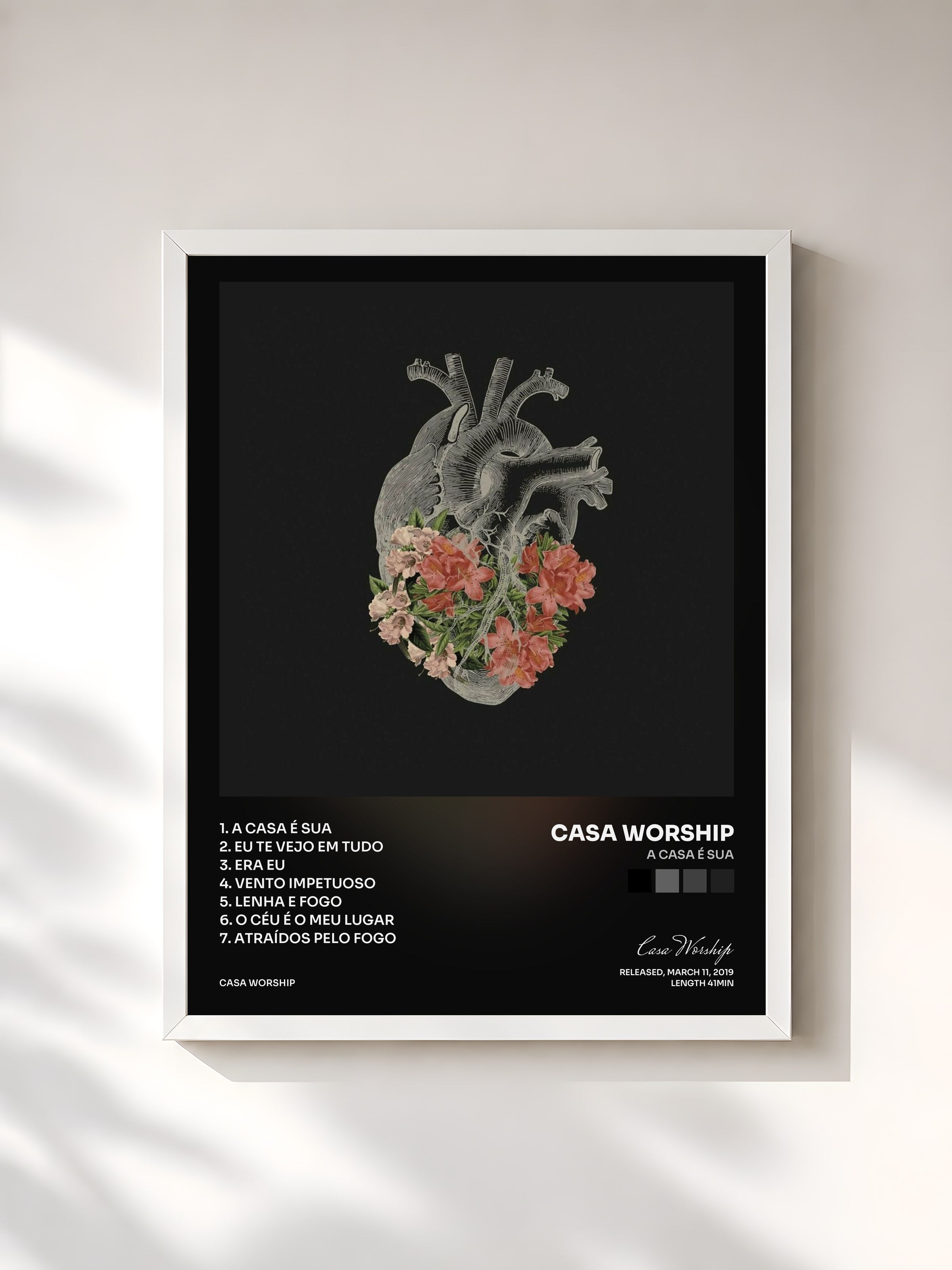 #blanc Tableau de l'album A Casa É Sua de Casa Worship, cadre blanc, imprimé et encadré en France