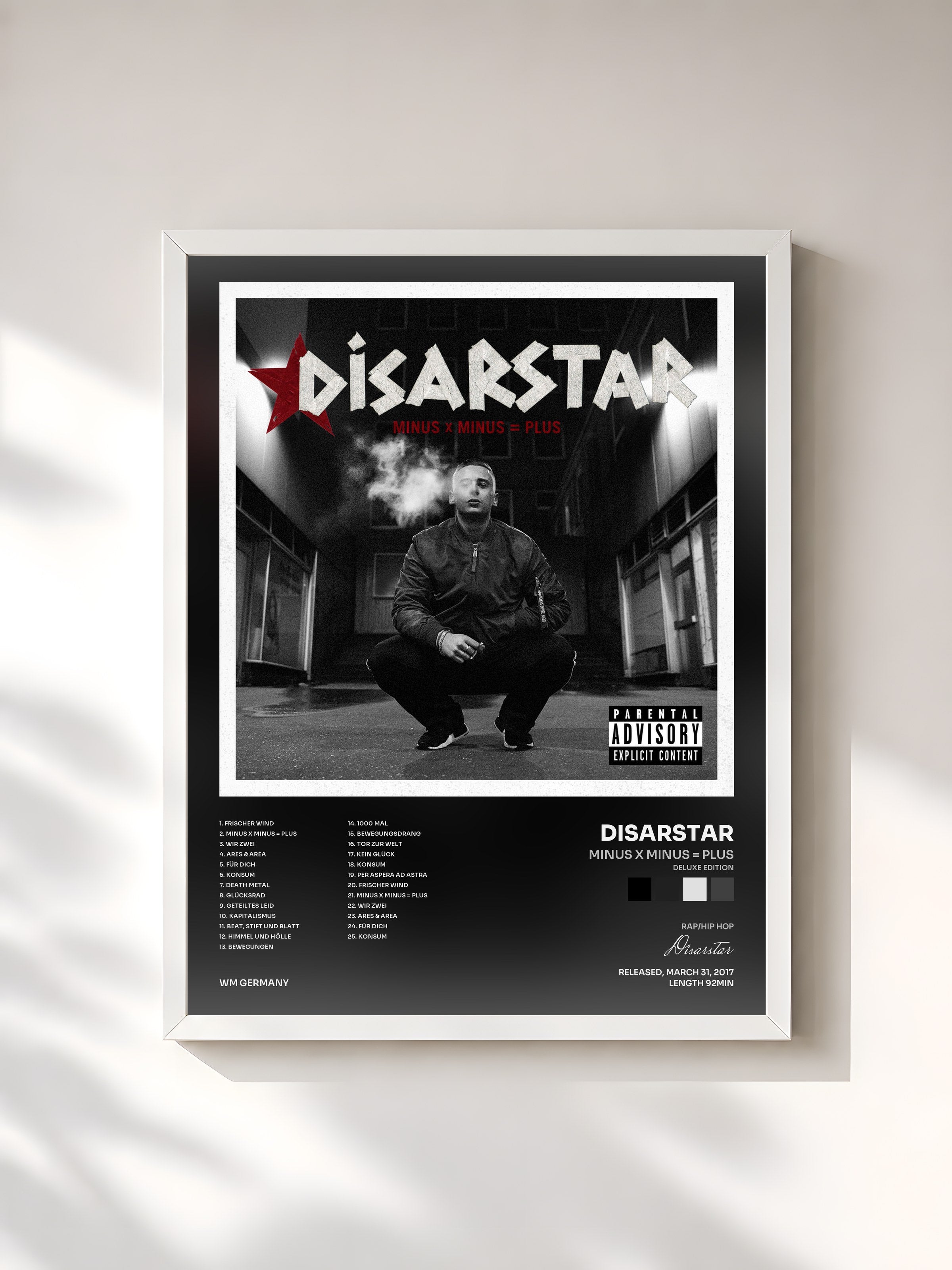 #blanc Tableau de l'album MINUS x MINUS = PLUS (Deluxe Edition) de Disarstar, cadre blanc, imprimé et encadré en France