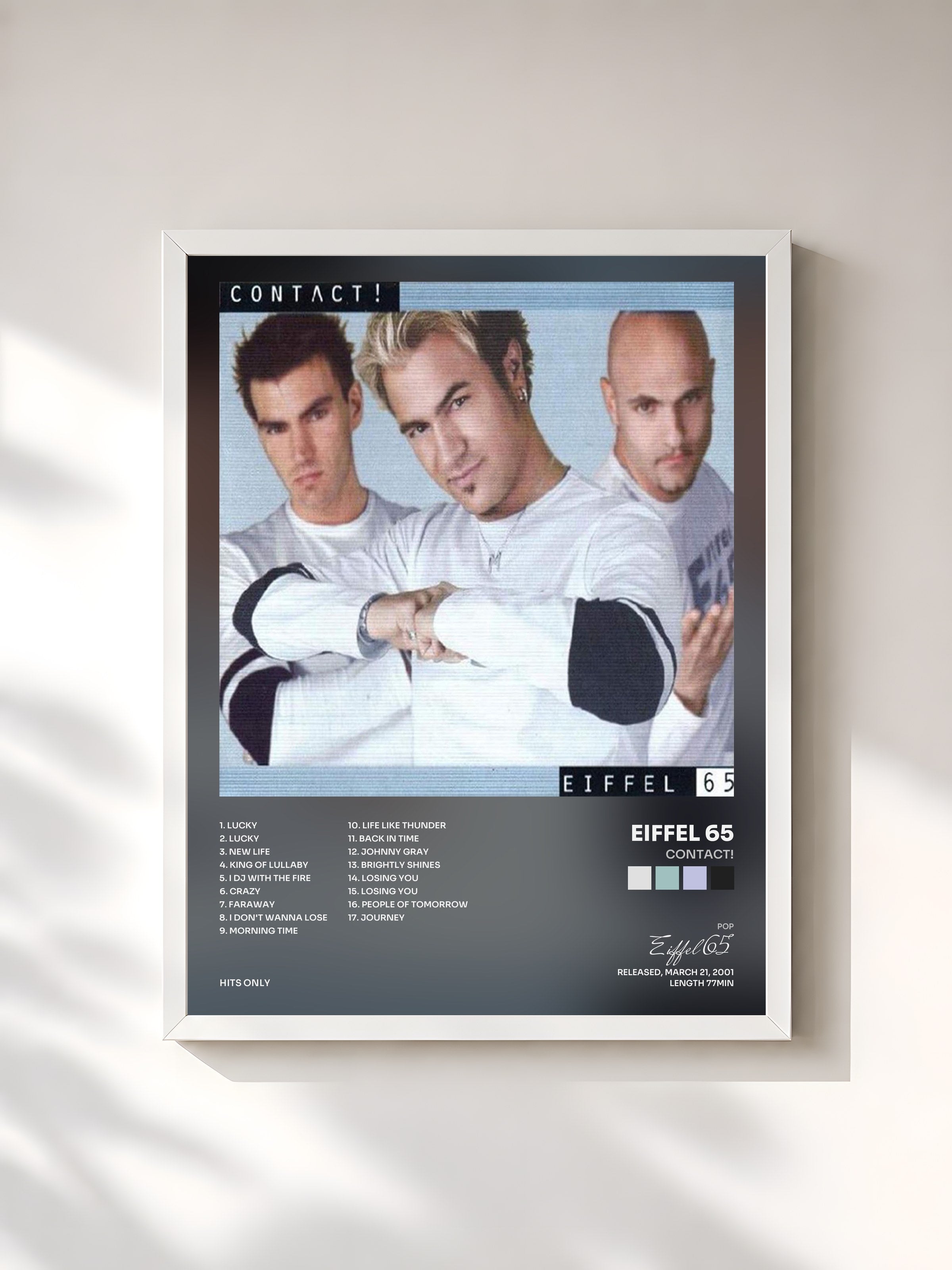 #blanc Tableau de l'album Contact! de Eiffel 65, cadre blanc, imprimé et encadré en France