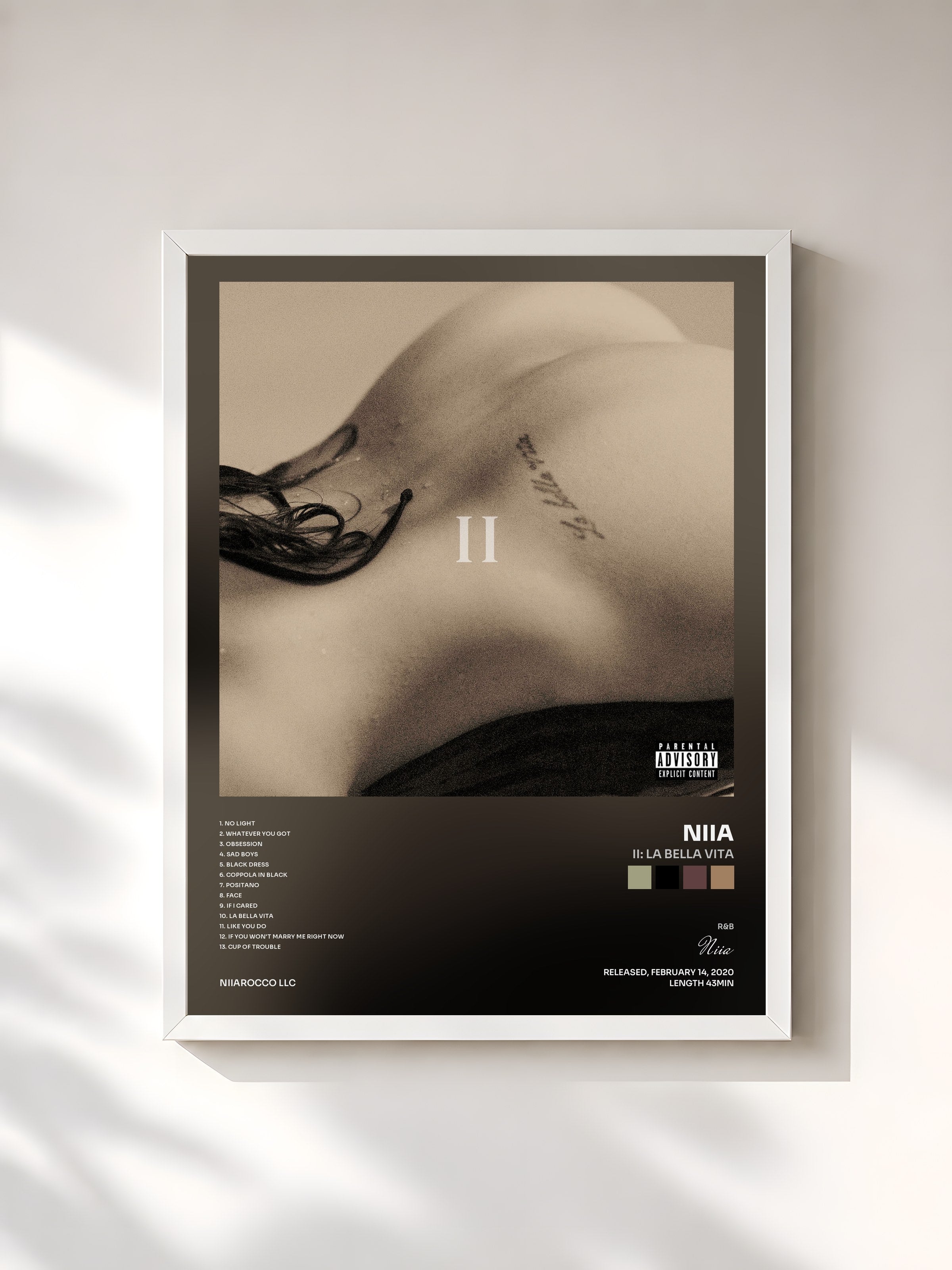 #blanc Tableau de l'album II: La Bella Vita de Niia, cadre blanc, imprimé et encadré en France