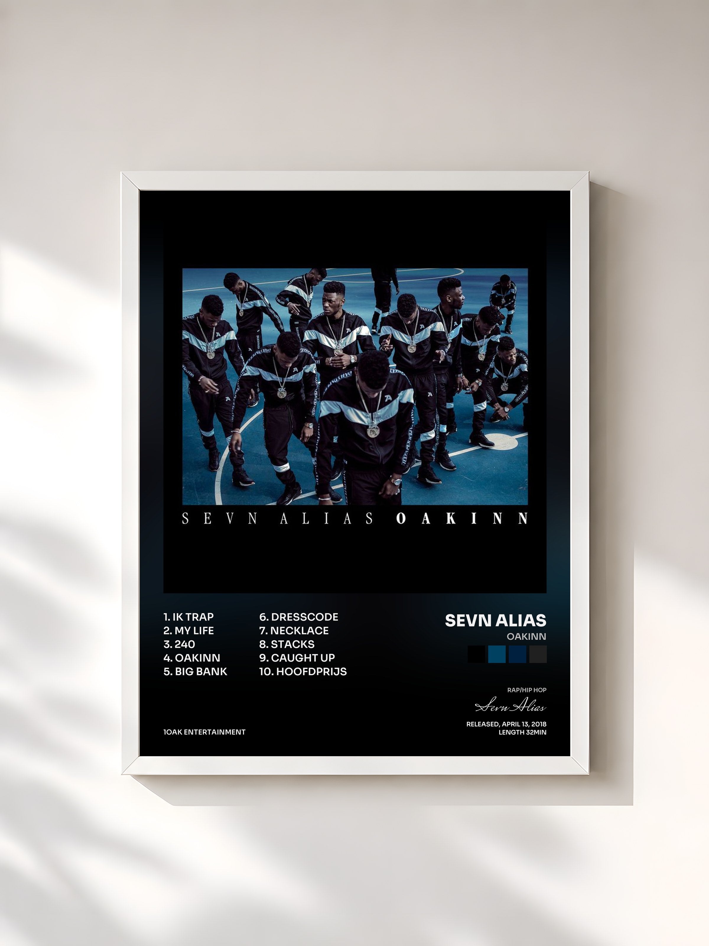 #blanc Tableau de l'album OAKINN de Sevn Alias, cadre blanc, imprimé et encadré en France