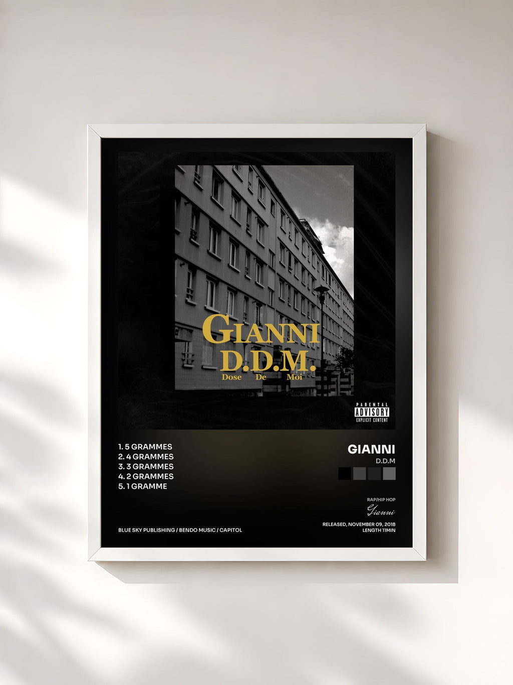 #blanc D.D.M von Gianni als gerahmter Kunstdruck, weißer Rahmen, gedruckt und gerahmt in Frankreich