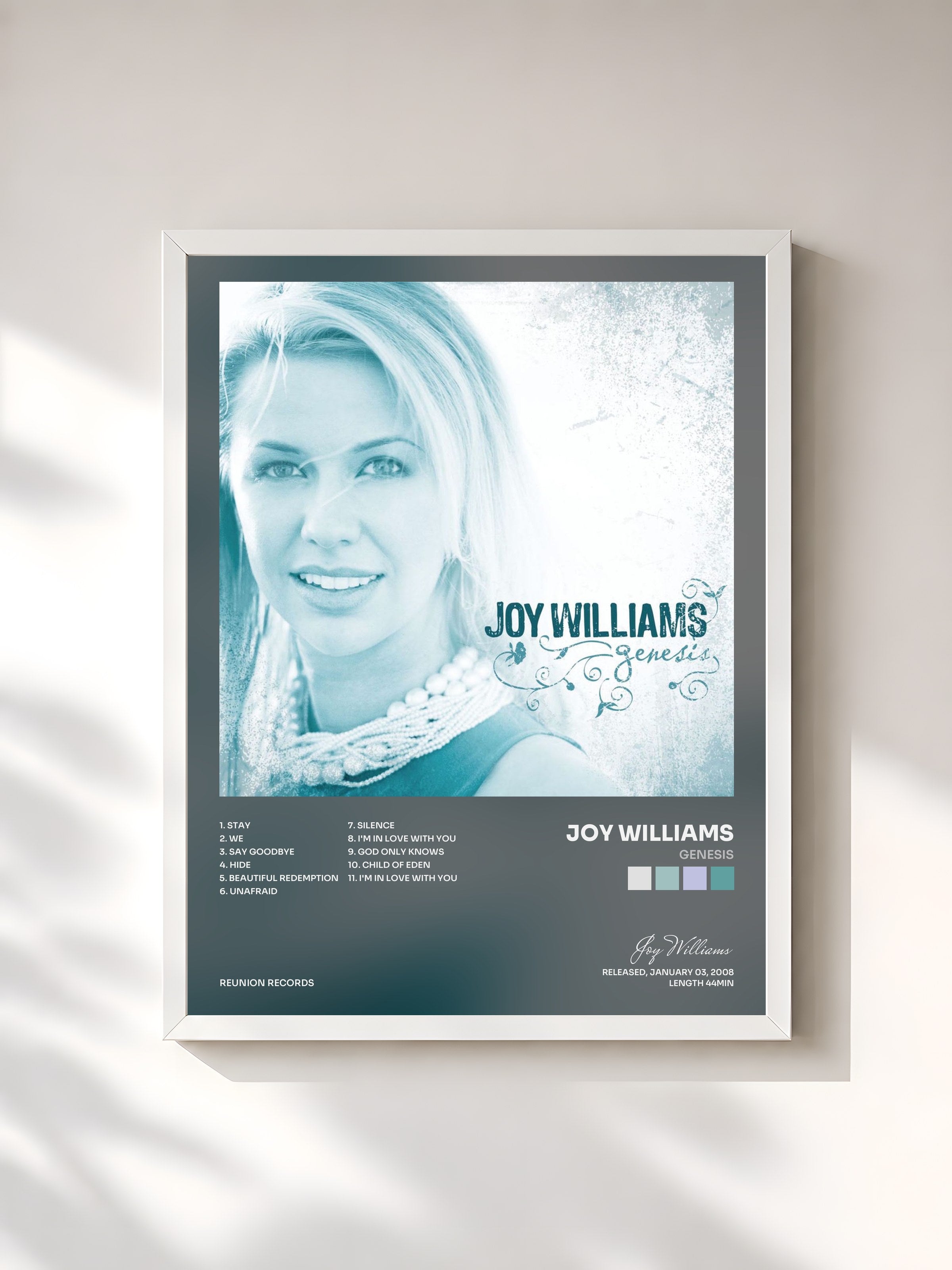 #blanc Tableau de l'album Genesis de Joy Williams, cadre blanc, imprimé et encadré en France