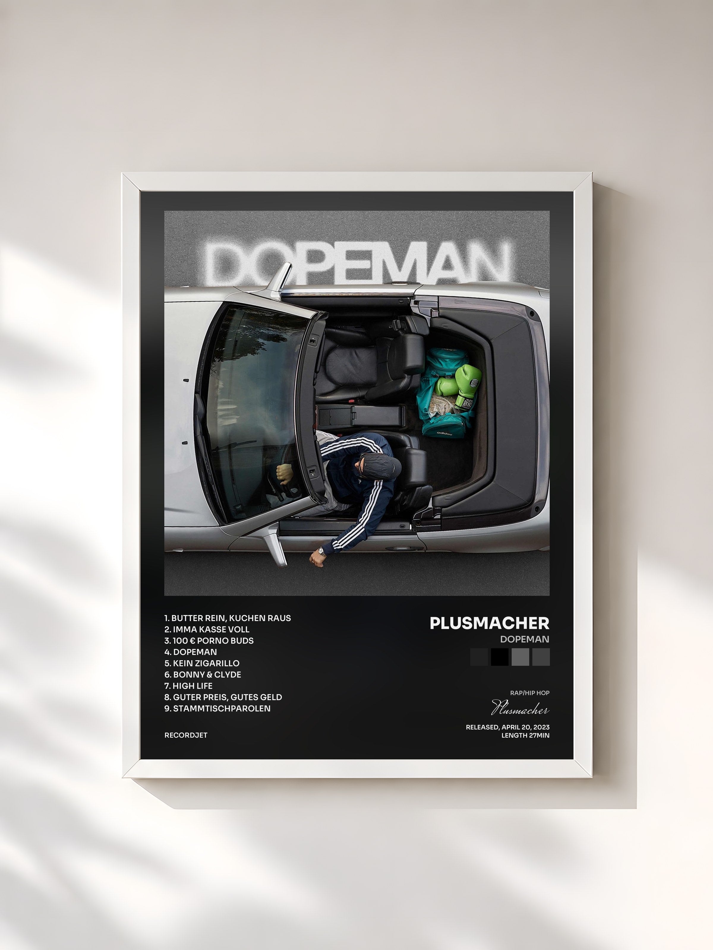 #blanc Tableau de l'album Dopeman de Plusmacher, cadre blanc, imprimé et encadré en France