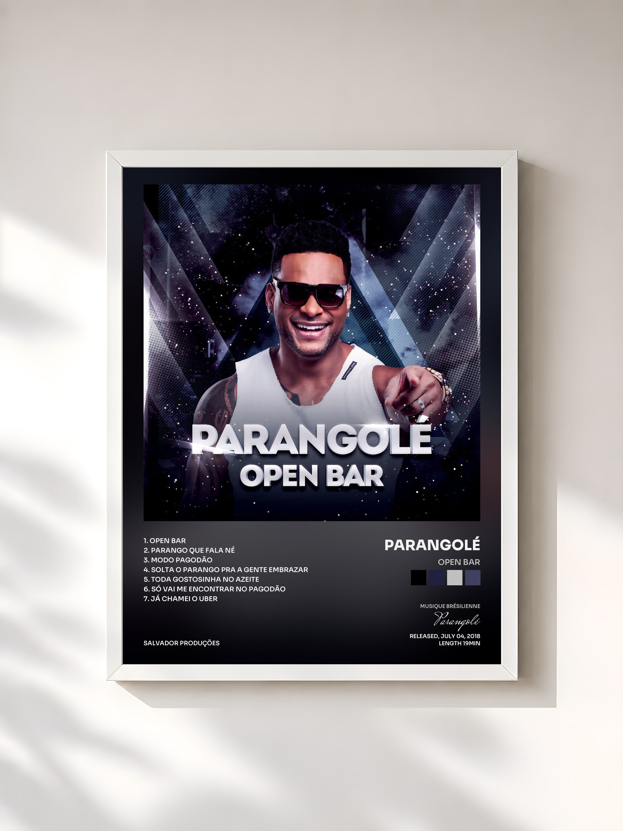 #blanc Tableau de l'album Open Bar de Parangolé, cadre blanc, imprimé et encadré en France