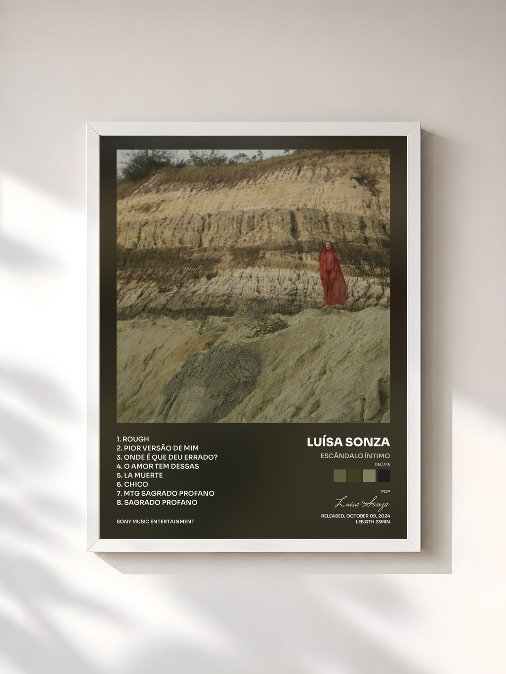 #blanc Tableau de l'album Escândalo Íntimo (Deluxe) de Luísa Sonza, cadre blanc, imprimé et encadré en France