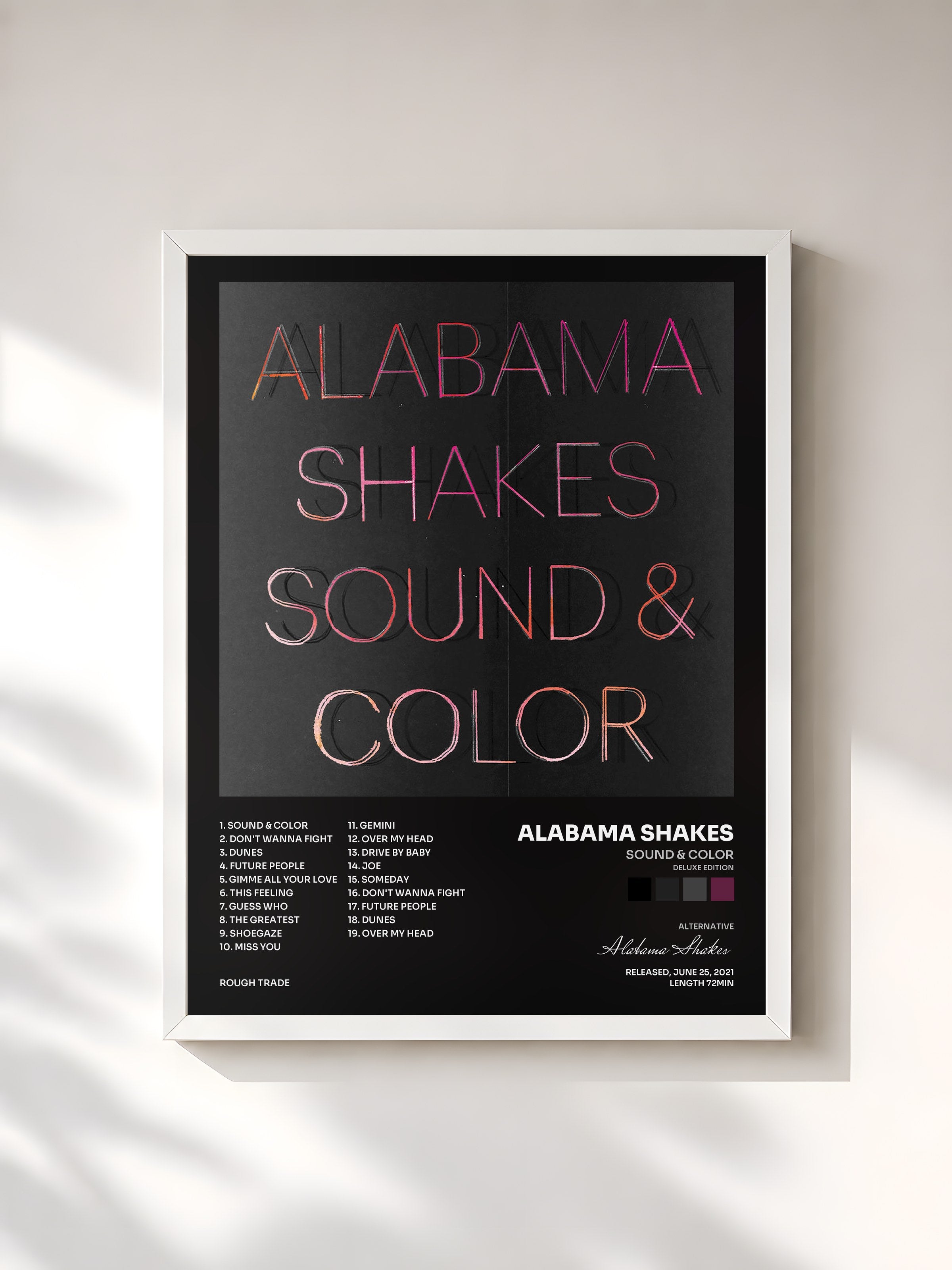 #blanc Tableau de l'album Sound & Color (Deluxe Edition) de Alabama Shakes, cadre blanc, imprimé et encadré en France