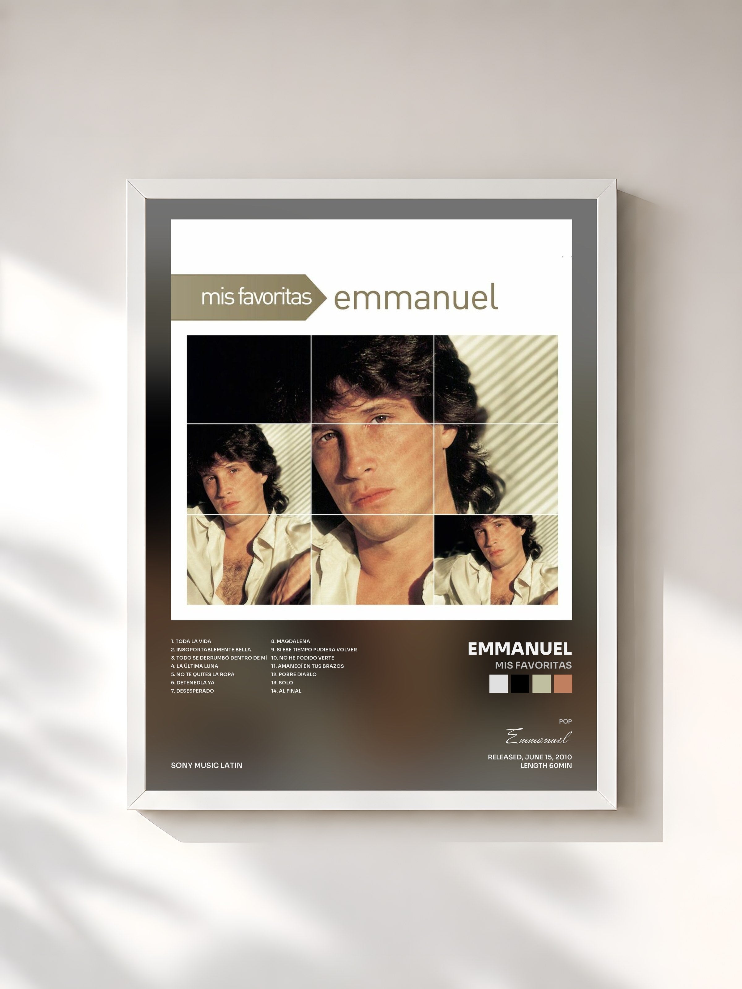 #blanc Tableau de l'album Mis Favoritas de Emmanuel, cadre blanc, imprimé et encadré en France