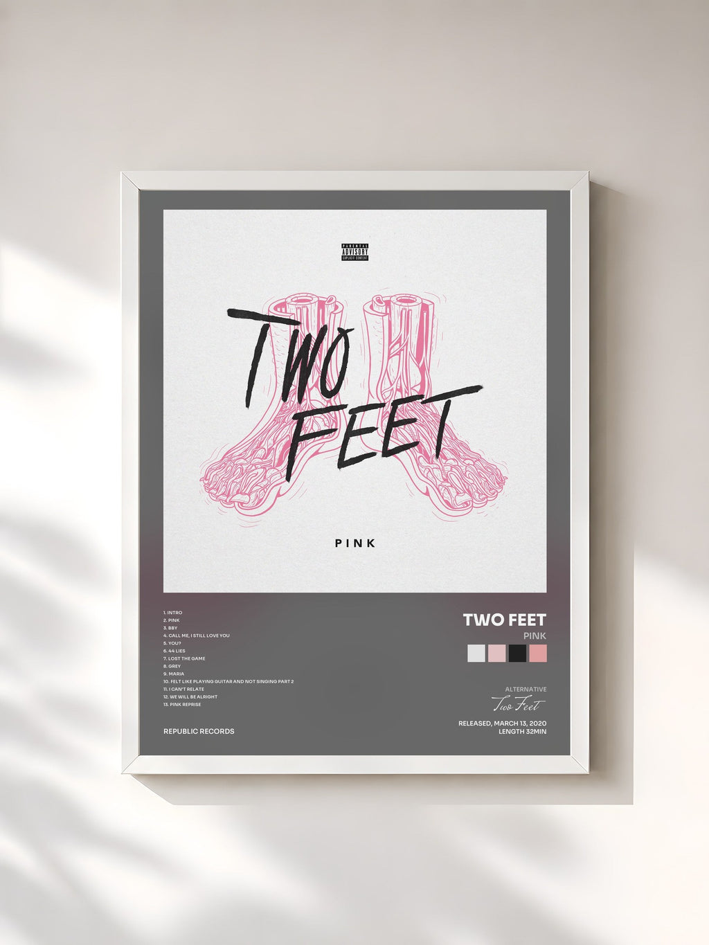 #blanc Pink von Two Feet als gerahmter Kunstdruck, weißer Rahmen, gedruckt und gerahmt in Frankreich