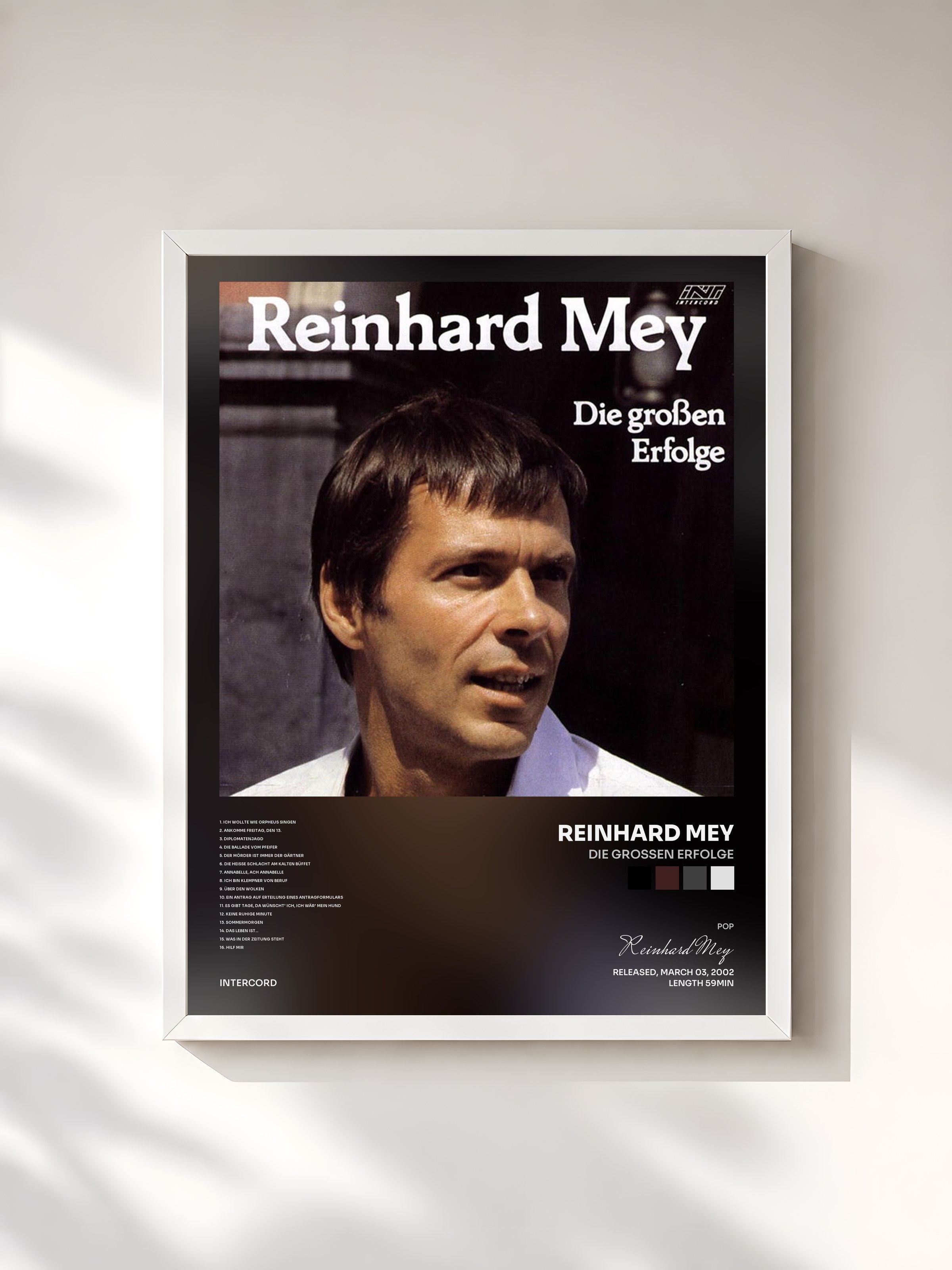#blanc Tableau de l'album Die großen Erfolge de Reinhard Mey, cadre blanc, imprimé et encadré en France
