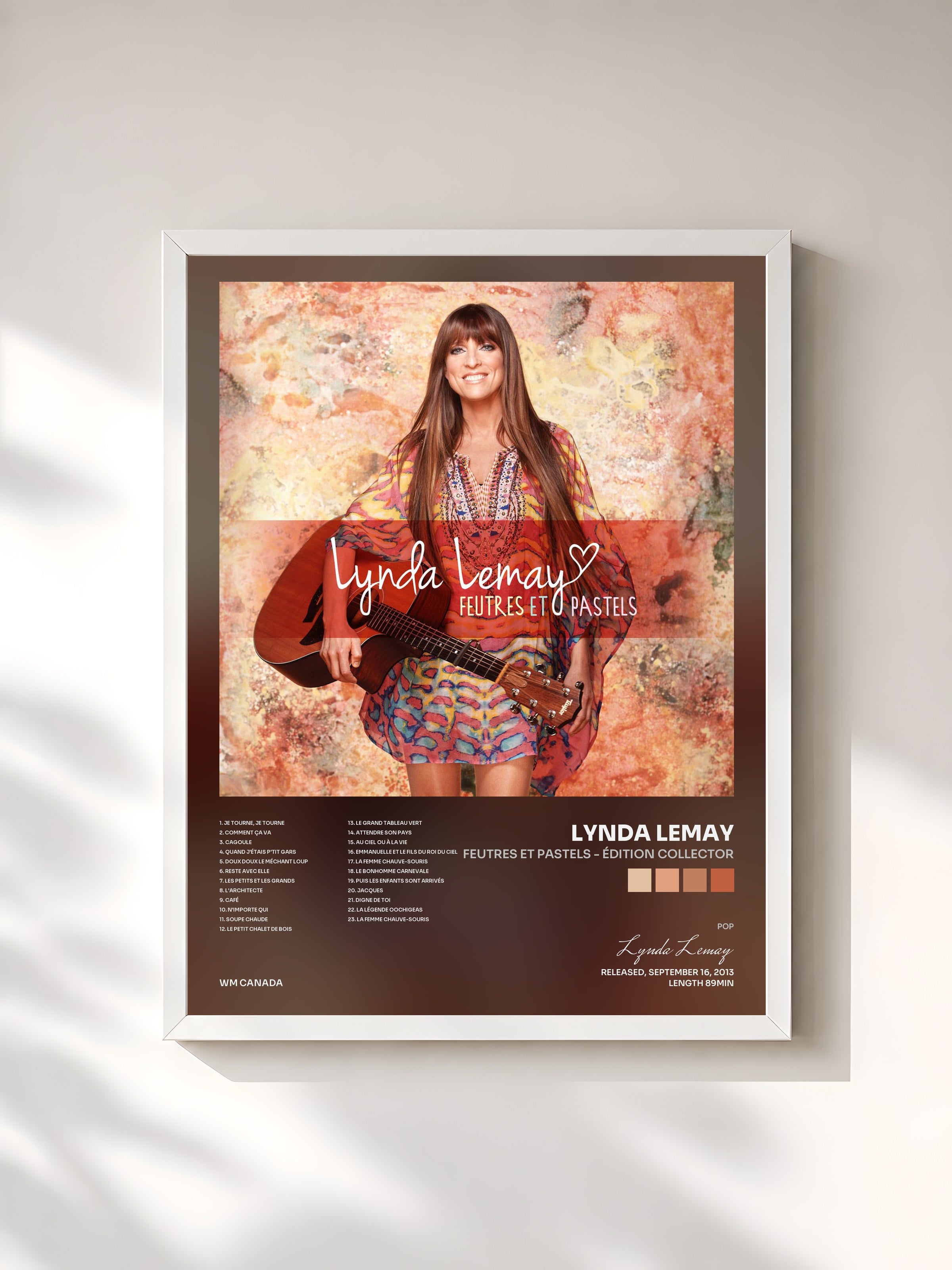 #blanc Tableau de l'album Feutres et pastels - Édition collector de Lynda Lemay, cadre blanc, imprimé et encadré en France