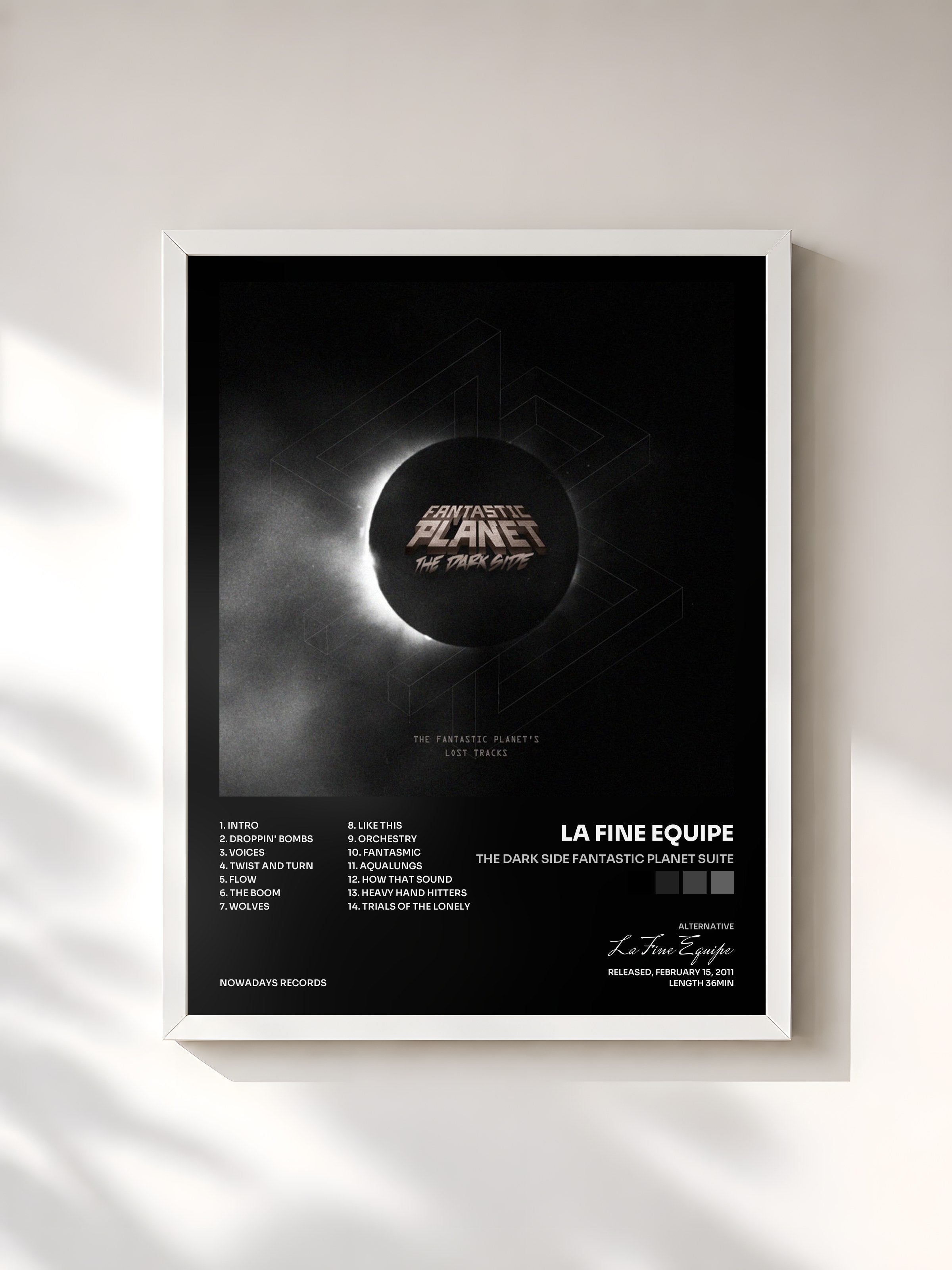 #blanc Tableau de l'album The Dark Side Fantastic Planet Suite de La Fine Equipe, cadre blanc, imprimé et encadré en France