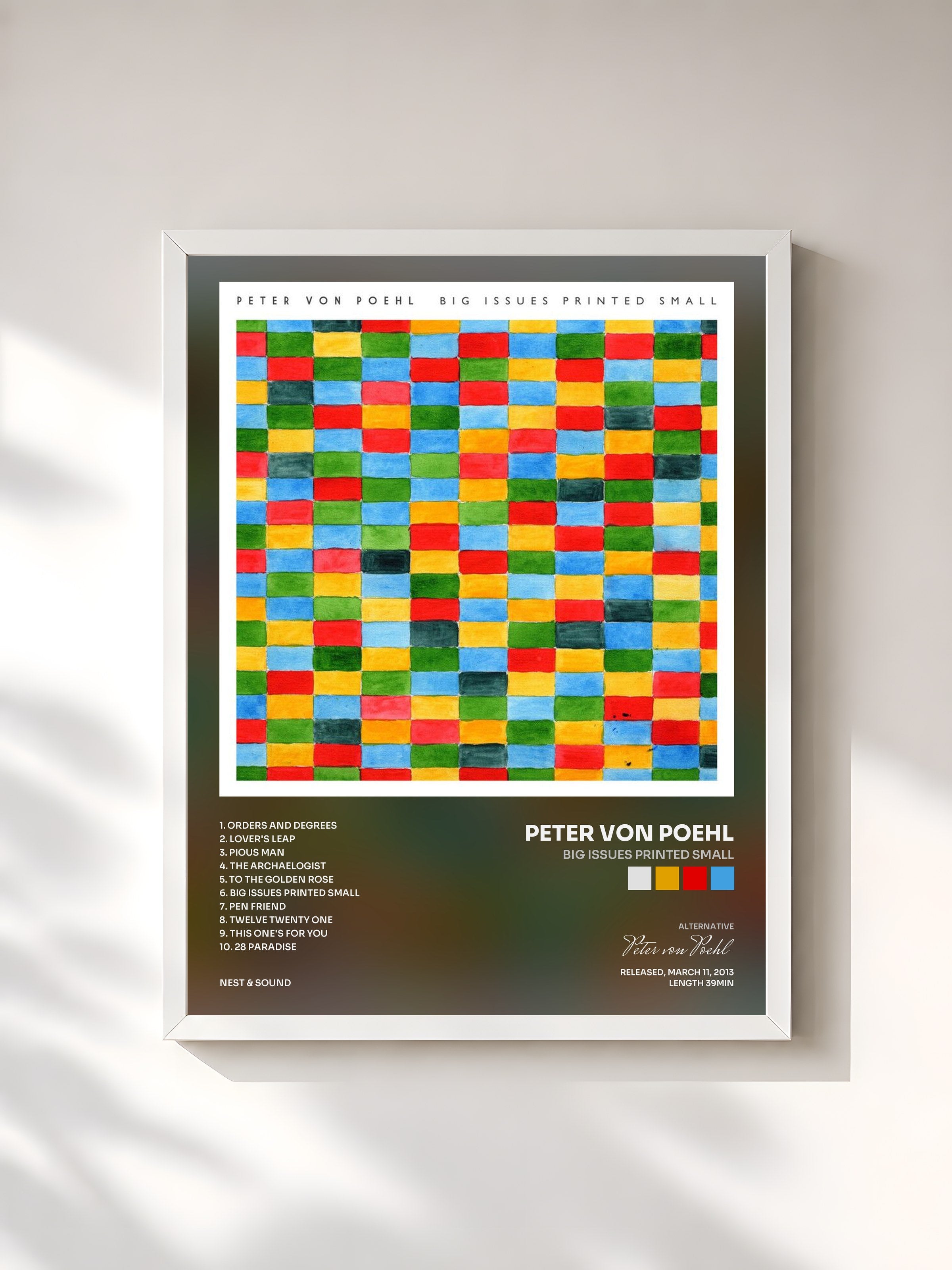 #blanc Tableau de l'album Big Issues Printed Small de Peter von Poehl, cadre blanc, imprimé et encadré en France