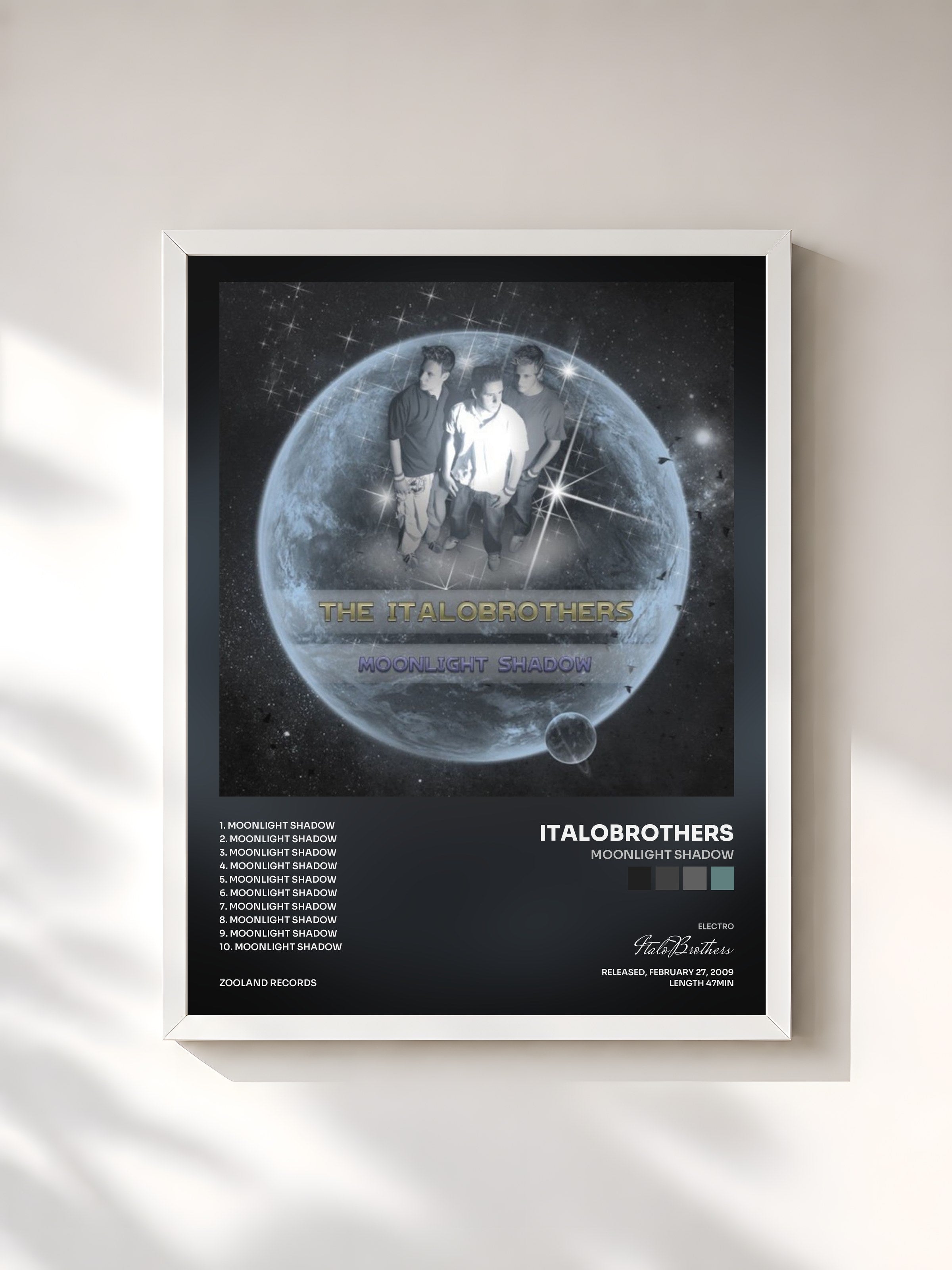 #blanc Tableau de l'album Moonlight Shadow de ItaloBrothers, cadre blanc, imprimé et encadré en France